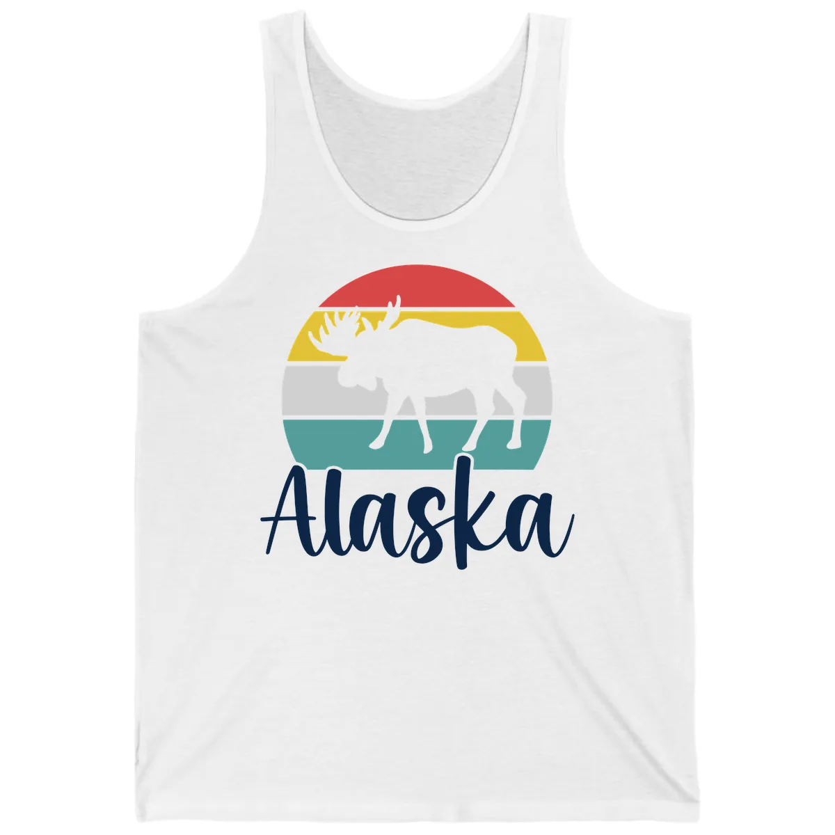 Moose Mountain Stripes Alaska Tank in White