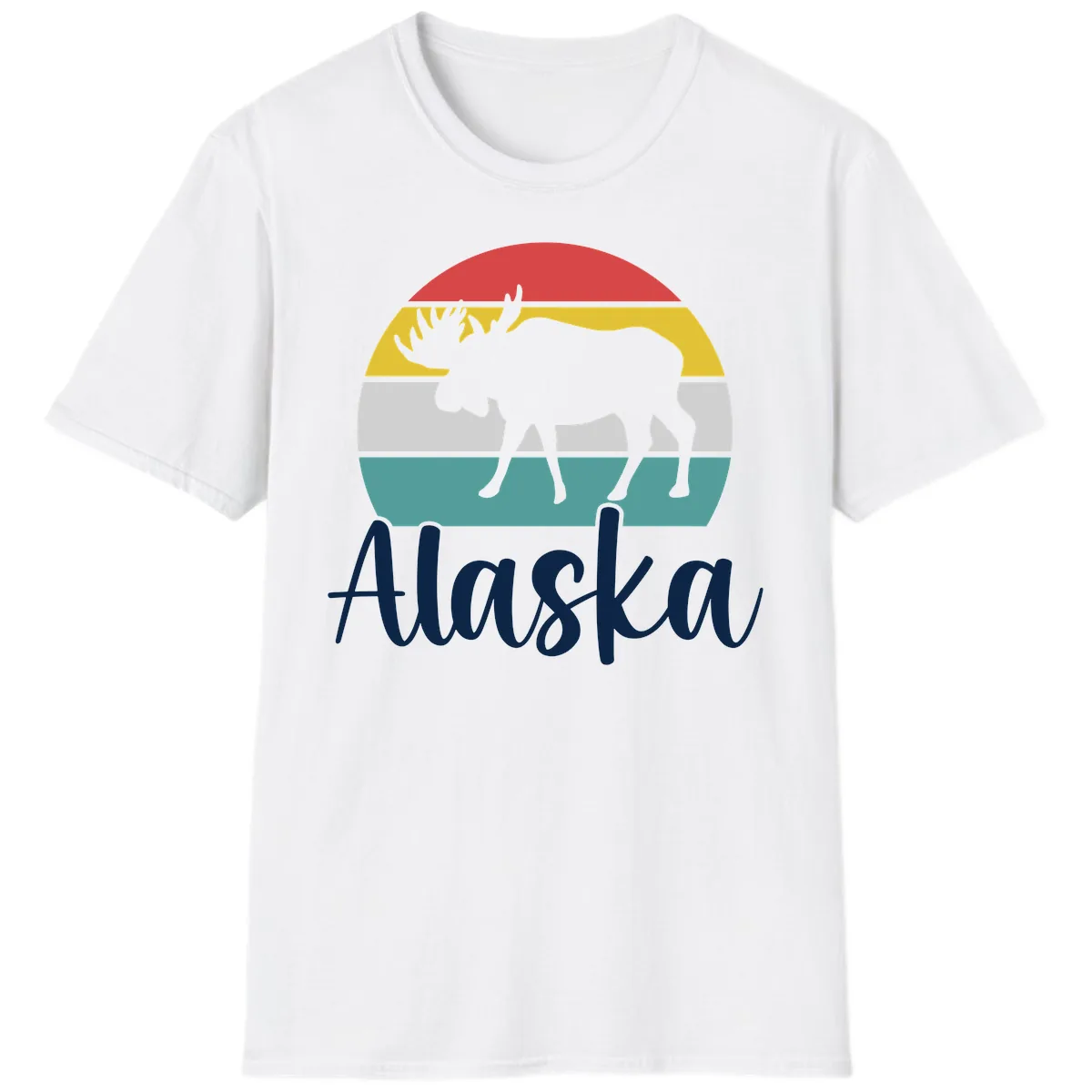 Moose Mountain Stripes Alaska T-Shirt in White