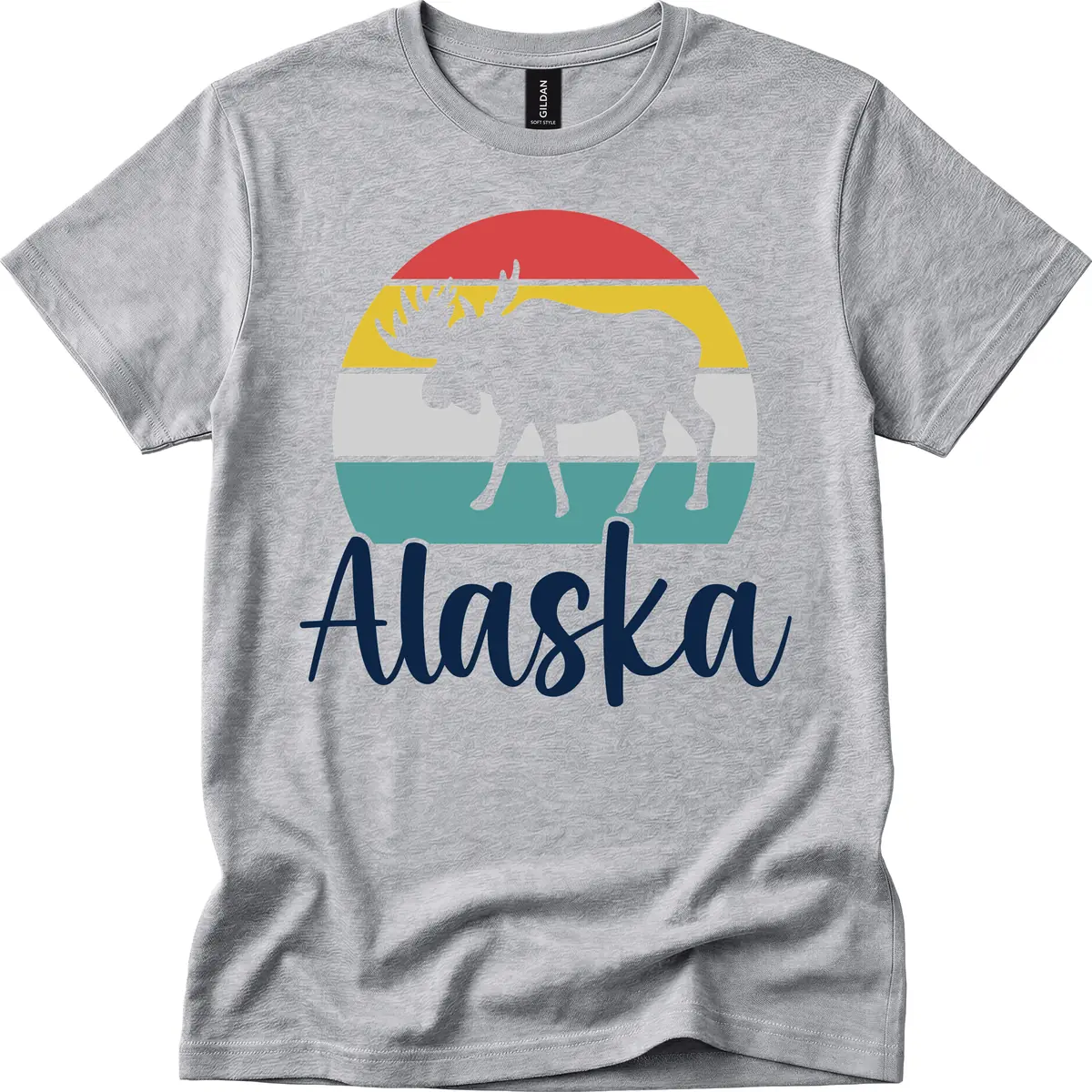 Moose Mountain Stripes Alaska T-Shirt in Sport Grey