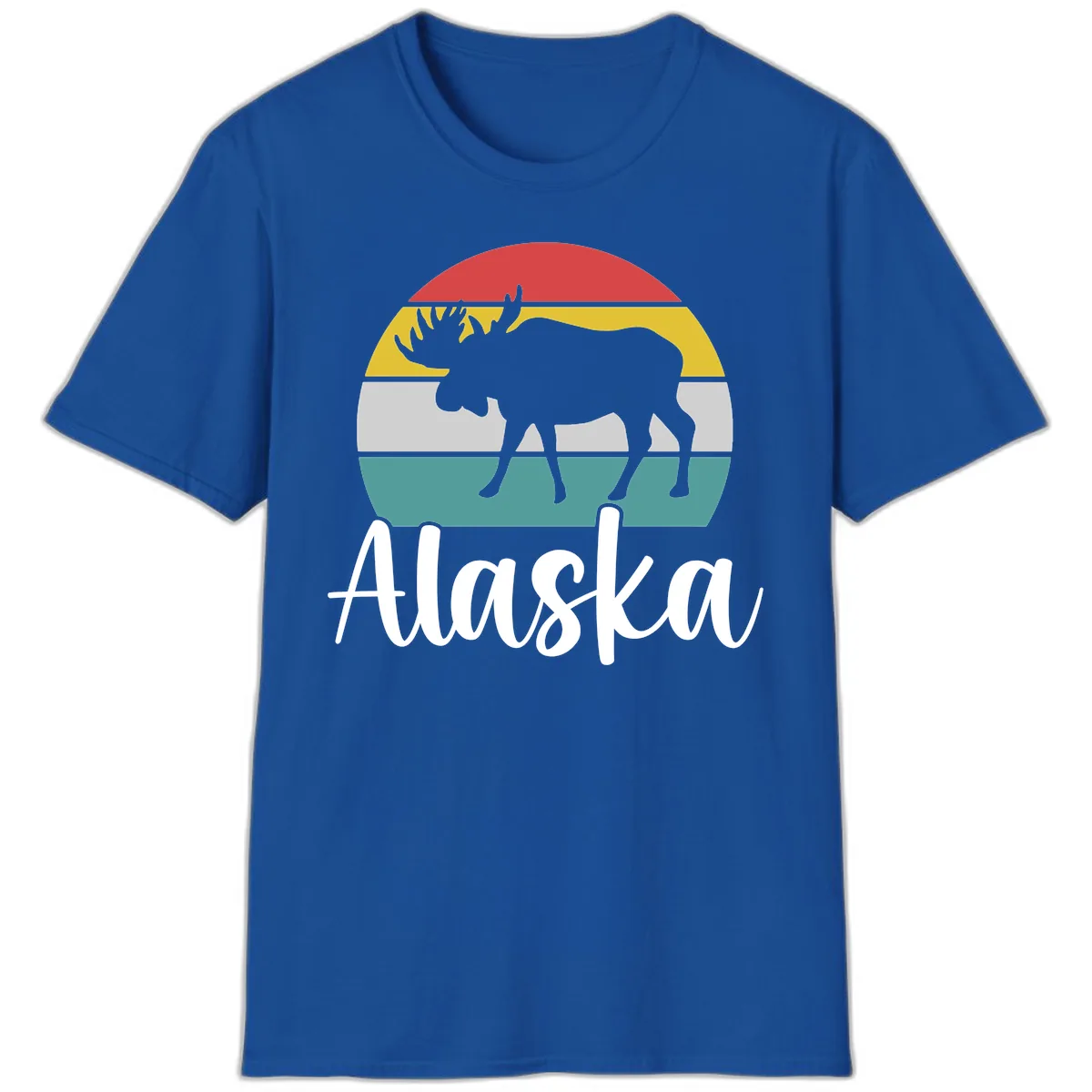 Moose Mountain Stripes Alaska T-Shirt in Royal