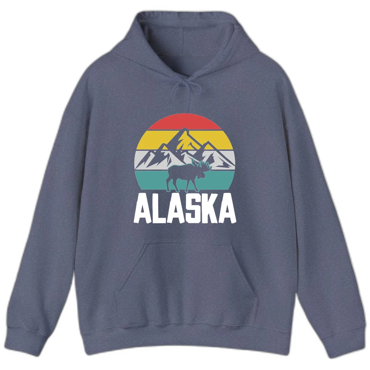 Moose Mountain Wilderness Alaska Hoodie in Heather Navy
