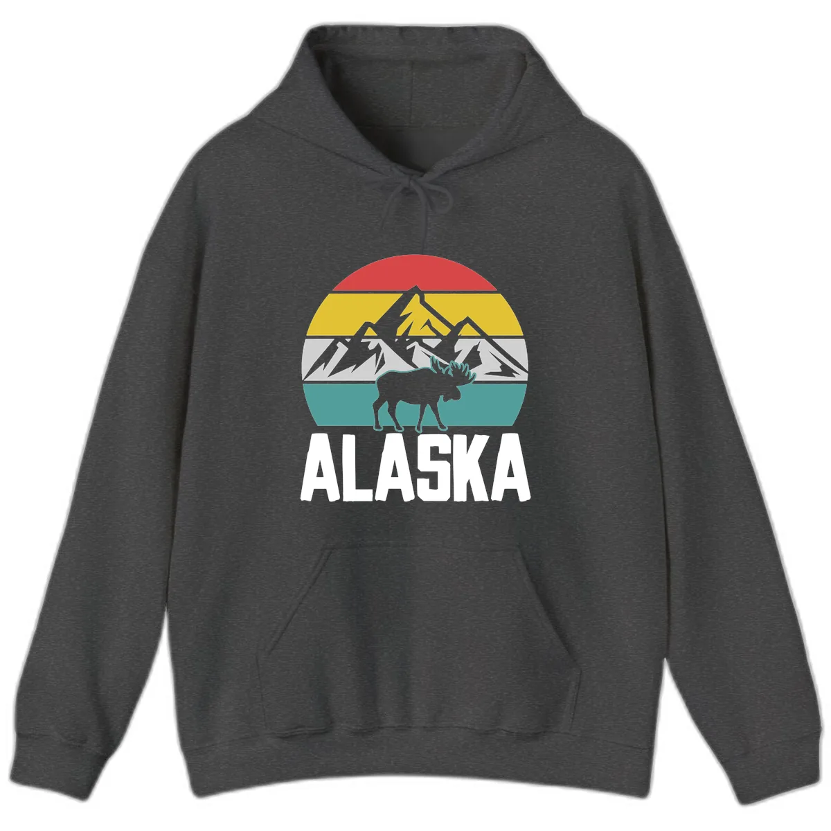 Moose Mountain Wilderness Alaska Hoodie in Dark Heather