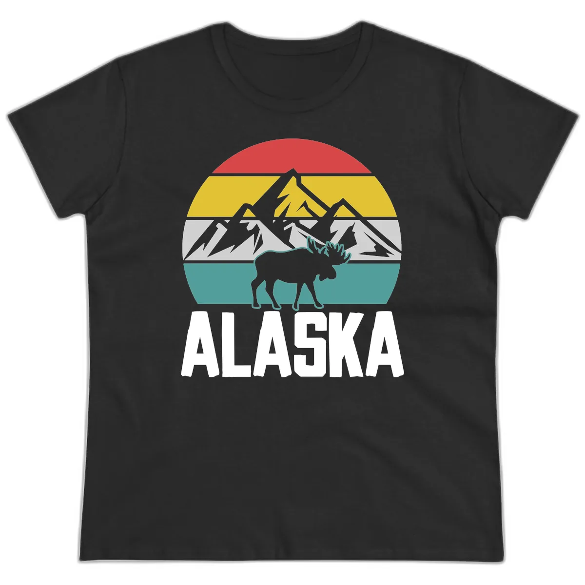 Moose Mountain Wilderness Alaska Ladies Tee in Black