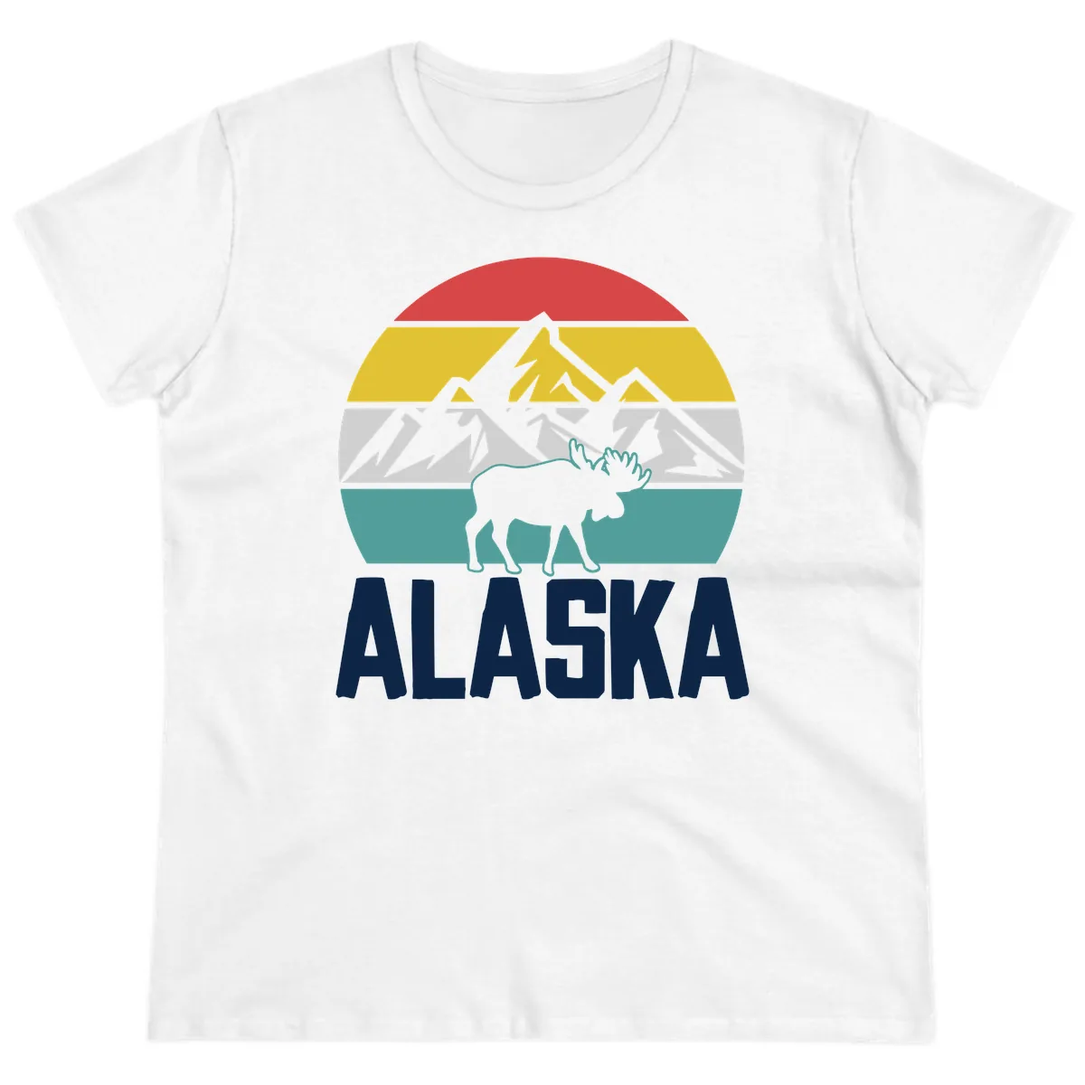 Moose Mountain Wilderness Alaska Ladies Tee in White
