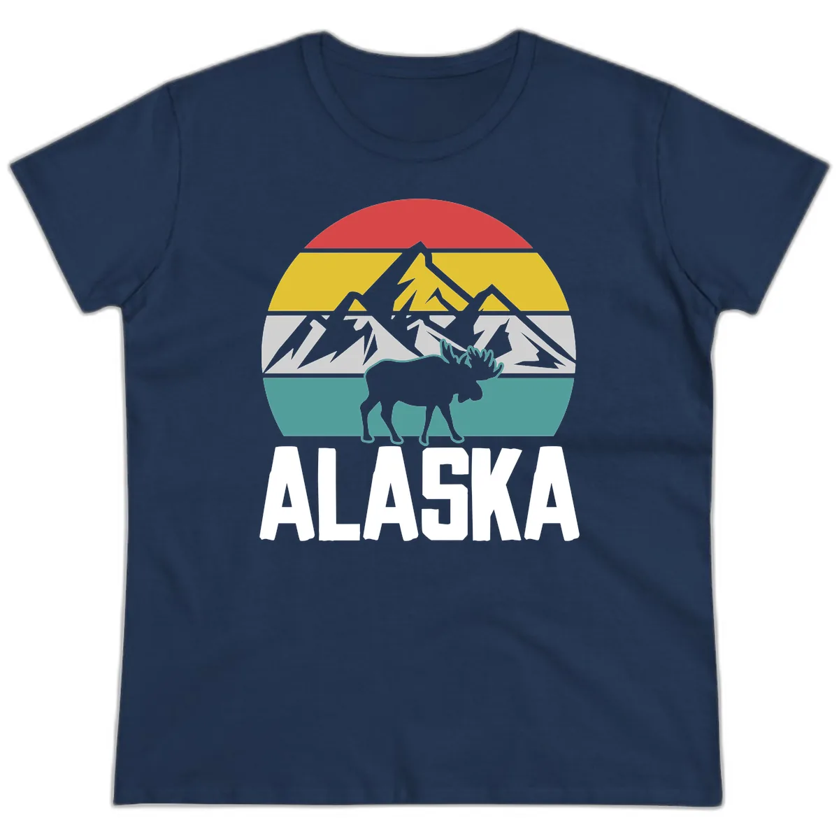 Moose Mountain Wilderness Alaska Ladies Tee in Navy