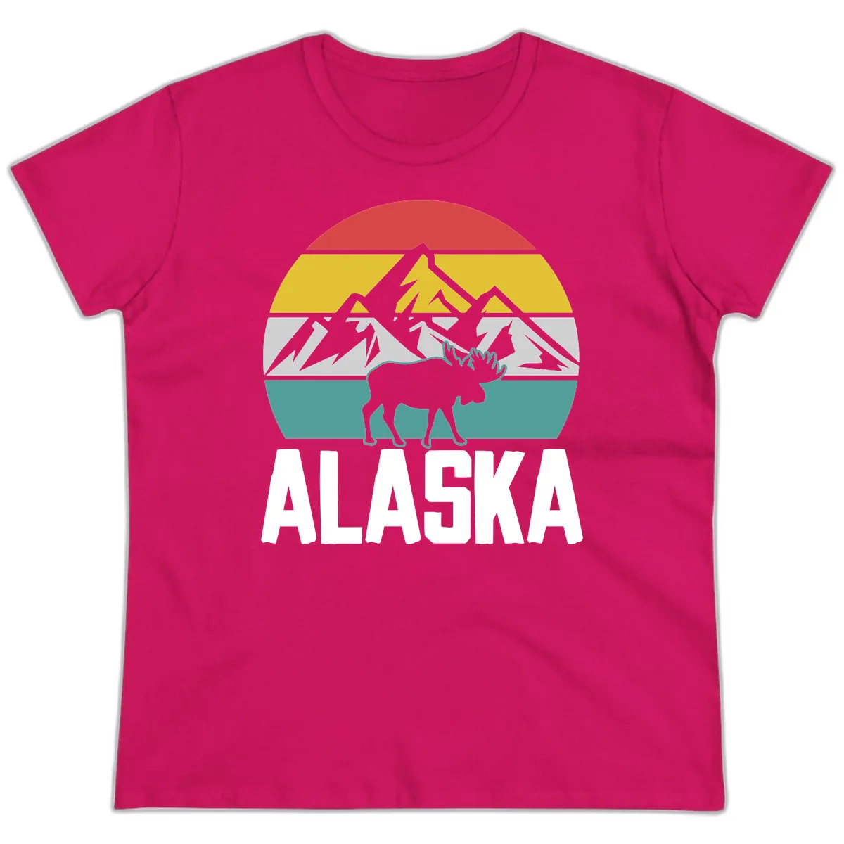 Moose Mountain Wilderness Alaska Ladies Tee in Heliconia