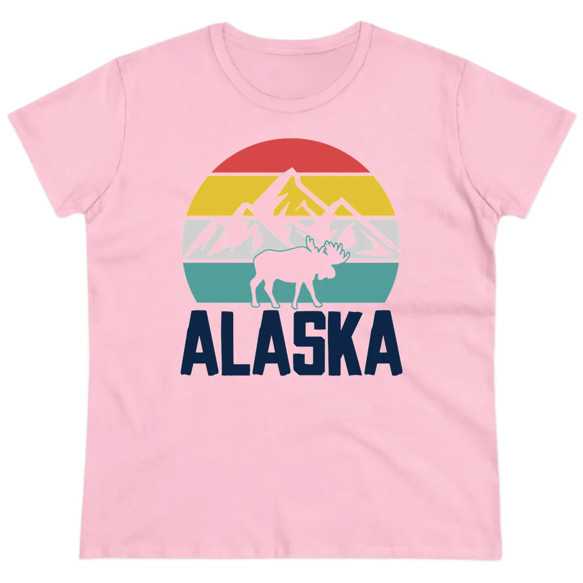 Moose Mountain Wilderness Alaska Ladies Tee in Light Pink
