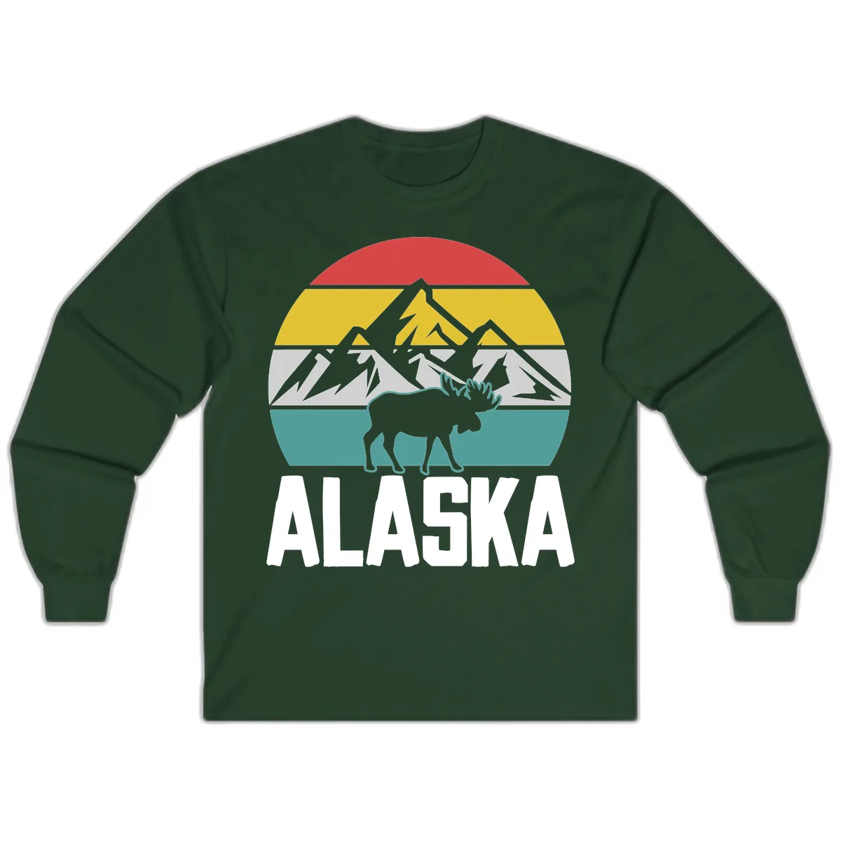 Moose Mountain Wilderness Alaska Long Sleeve in Forest Green
