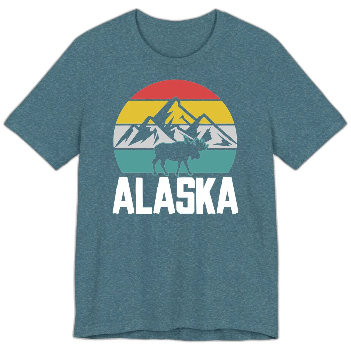 Moose Mountain Wilderness Alaska Premium T-Shirt in Heather Deep Teal