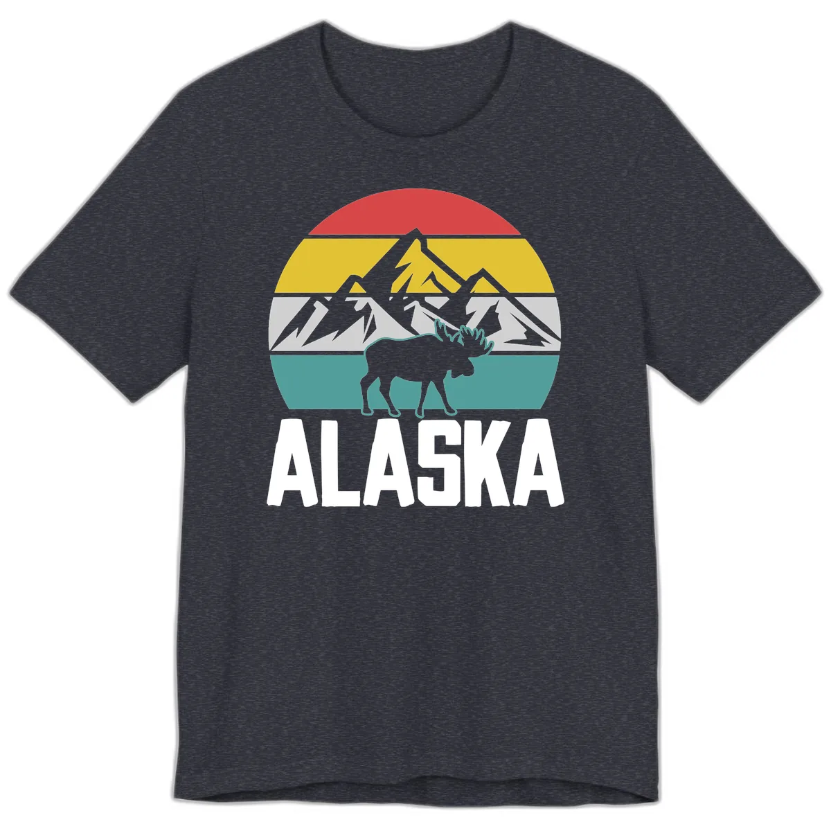Moose Mountain Wilderness Alaska Premium T-Shirt in Heather Navy