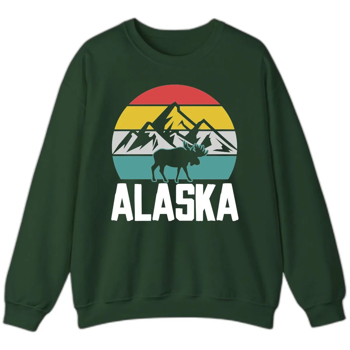 Moose Mountain Wilderness Alaska Sweatshirt in Forest Green