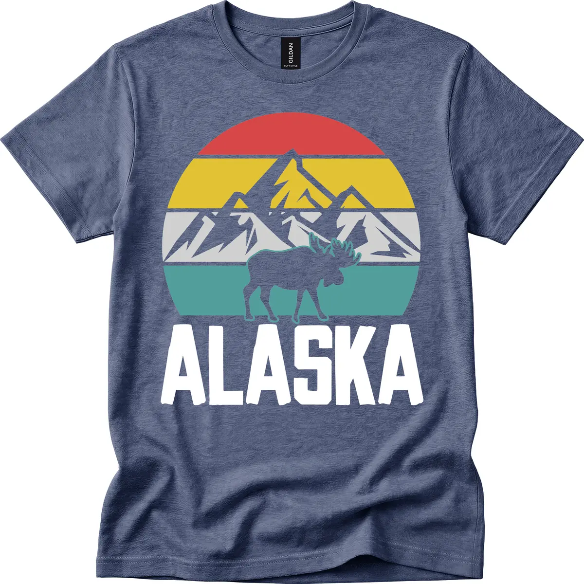 Moose Mountain Wilderness Alaska T-Shirt in Heather Navy