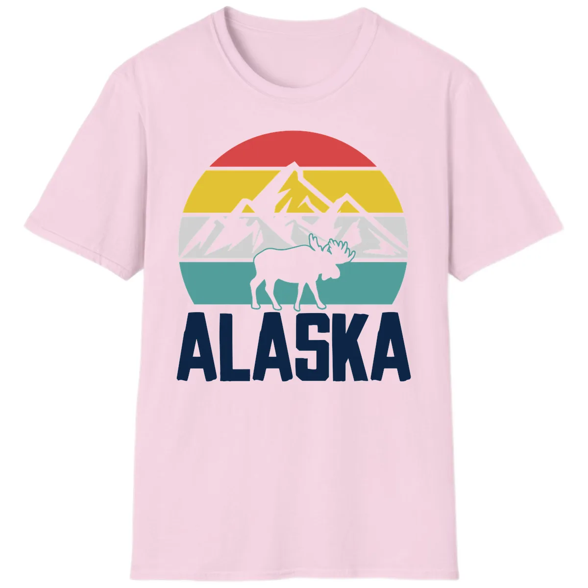 Moose Mountain Wilderness Alaska T-Shirt in Light Pink