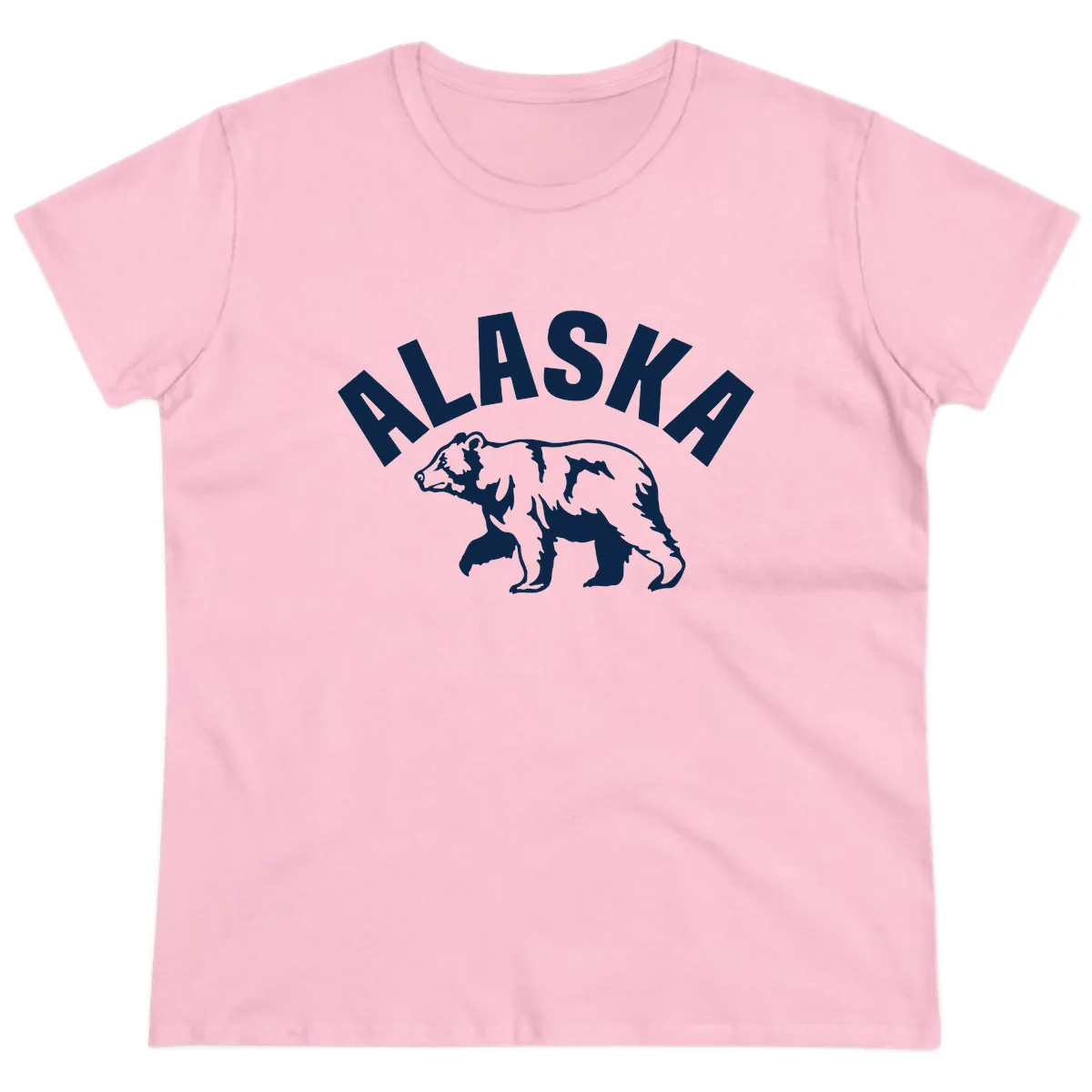 Alaska Bear Wildlife Cruise Design Ladies Tee in Light Pink