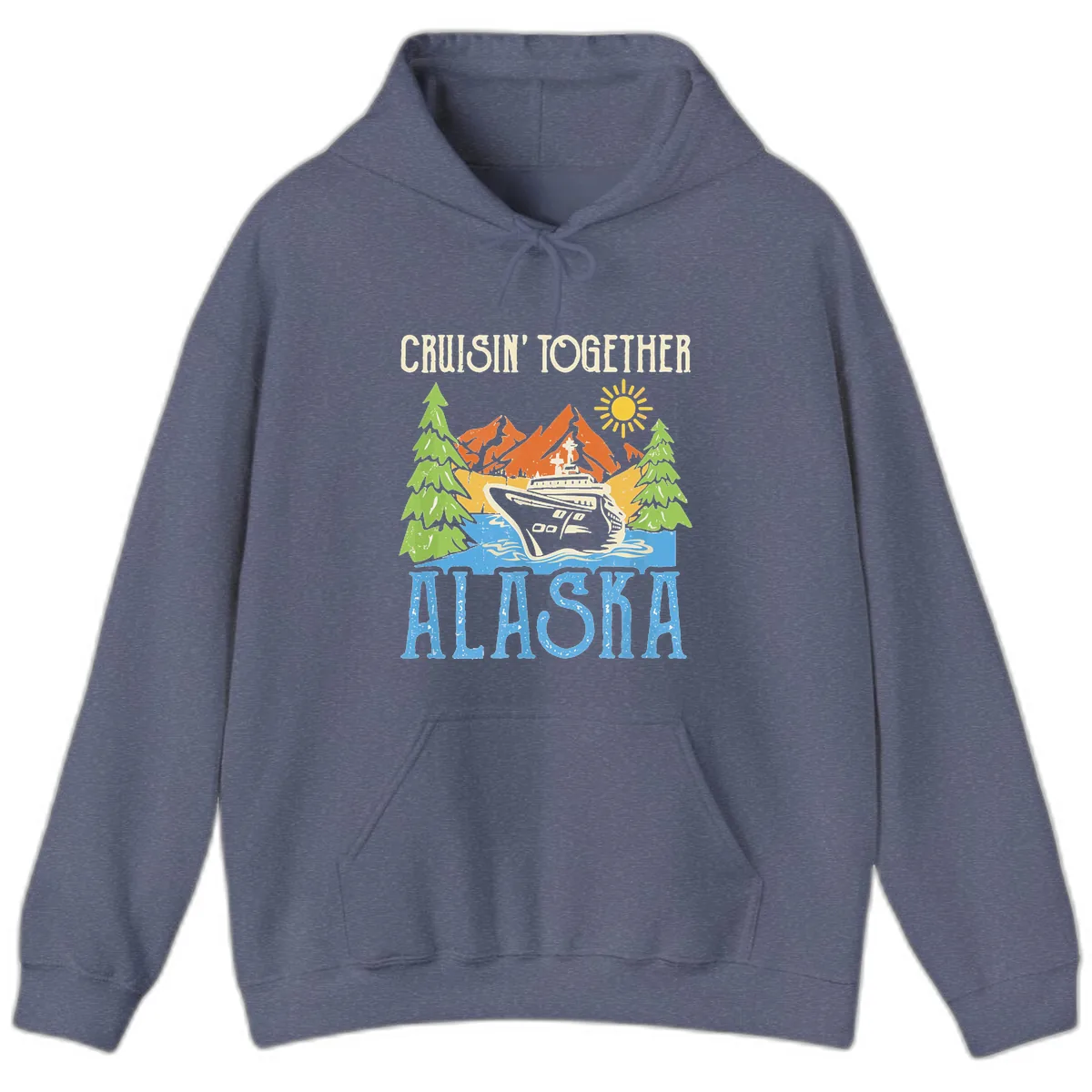 Cruisin' Together Alaska Hoodie in Heather Navy