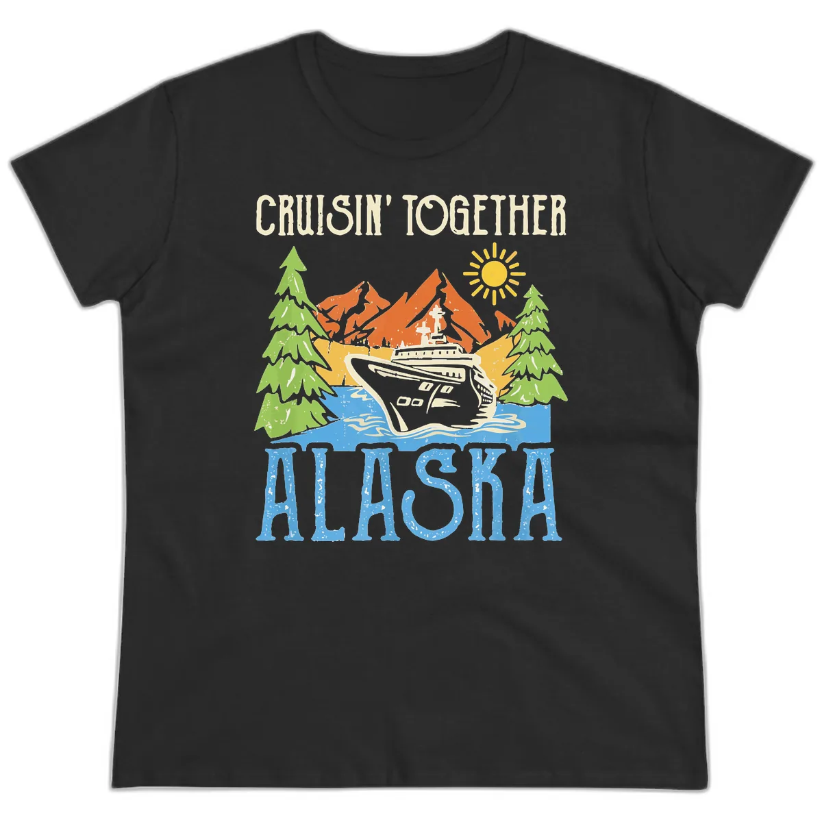 Cruisin' Together Alaska Ladies Tee in Black