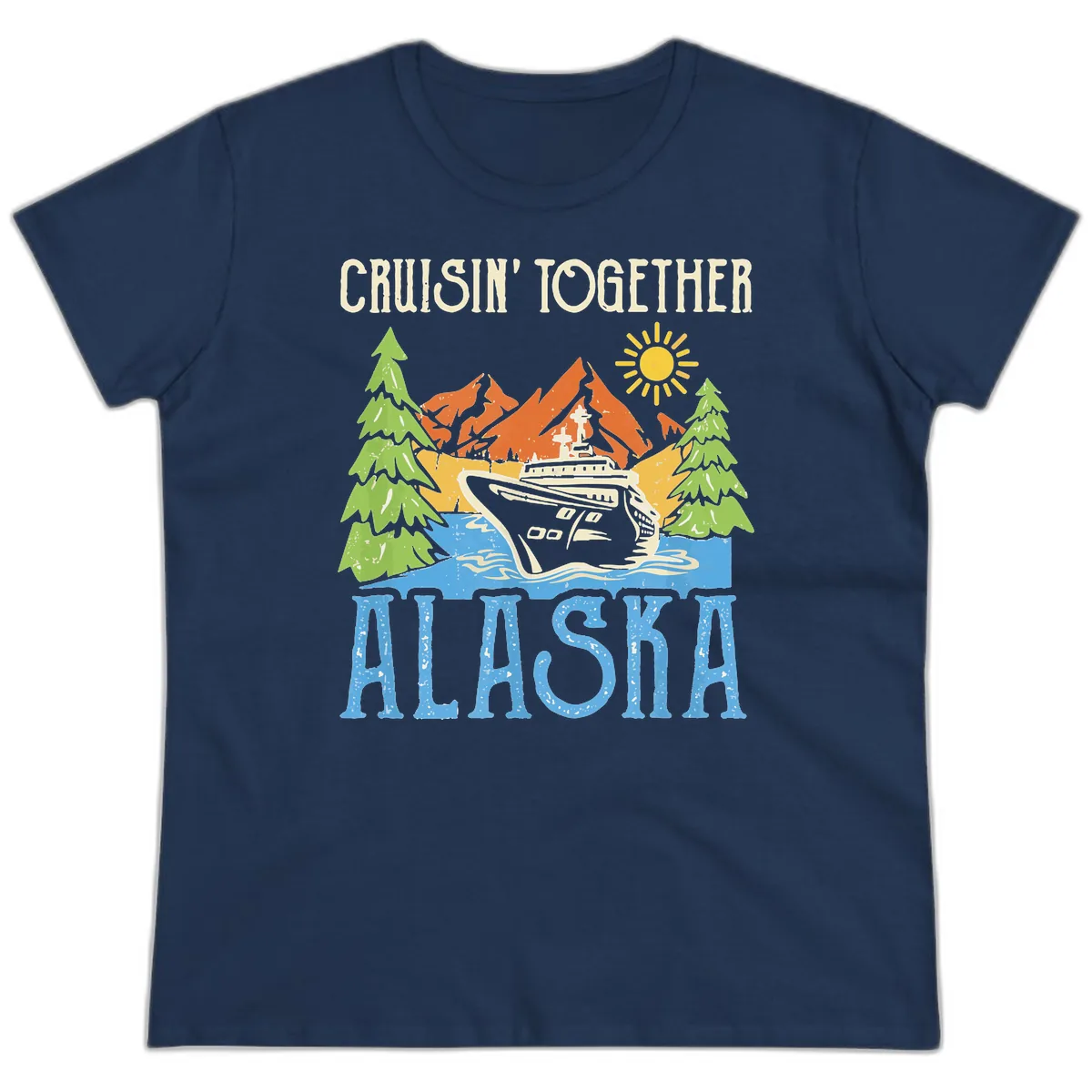 Cruisin' Together Alaska Ladies Tee in Navy
