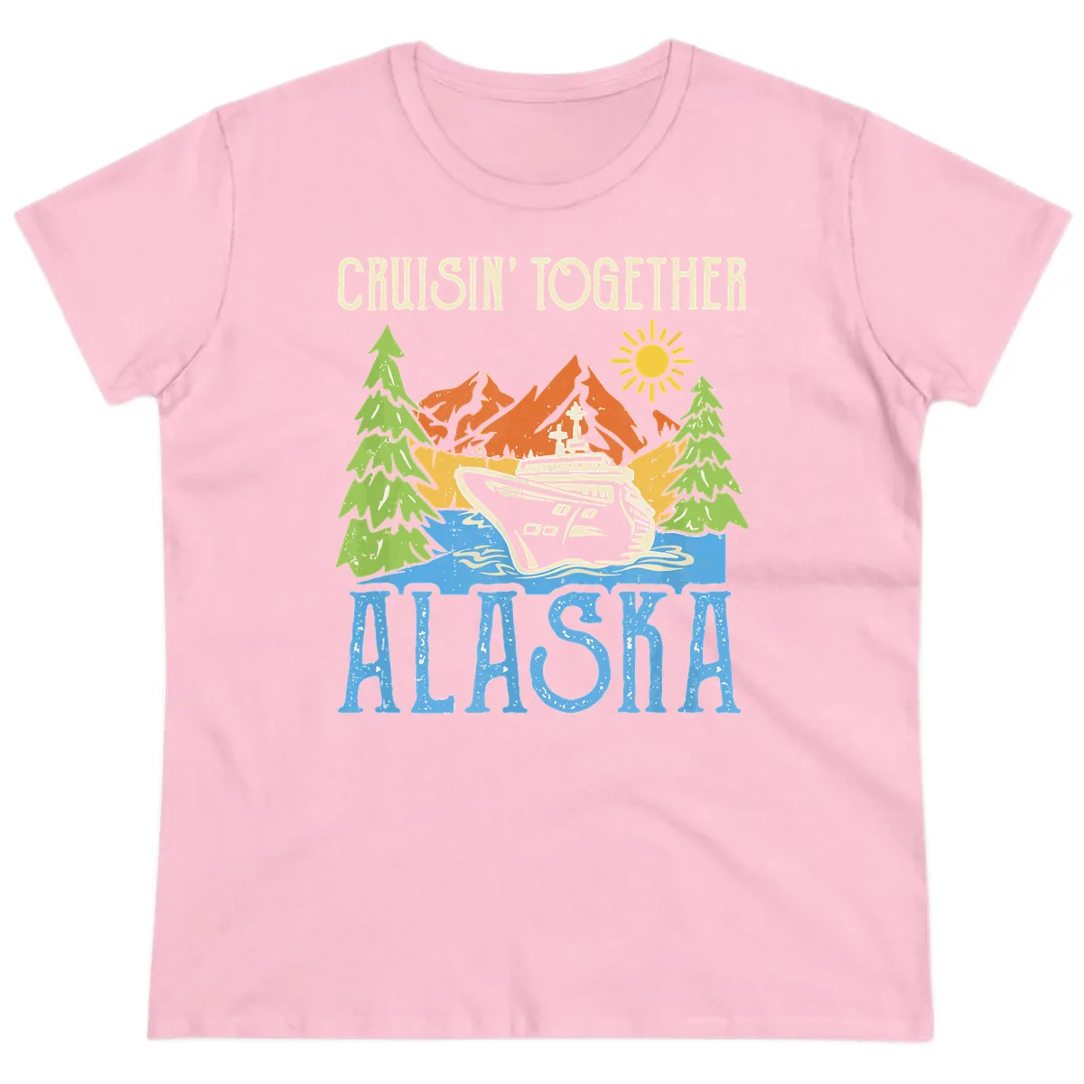 Cruisin' Together Alaska Ladies Tee in Light Pink