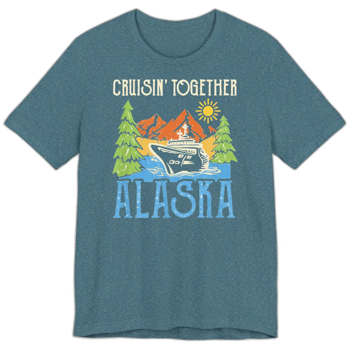 Cruisin' Together Alaska Premium T-Shirt in Heather Deep Teal