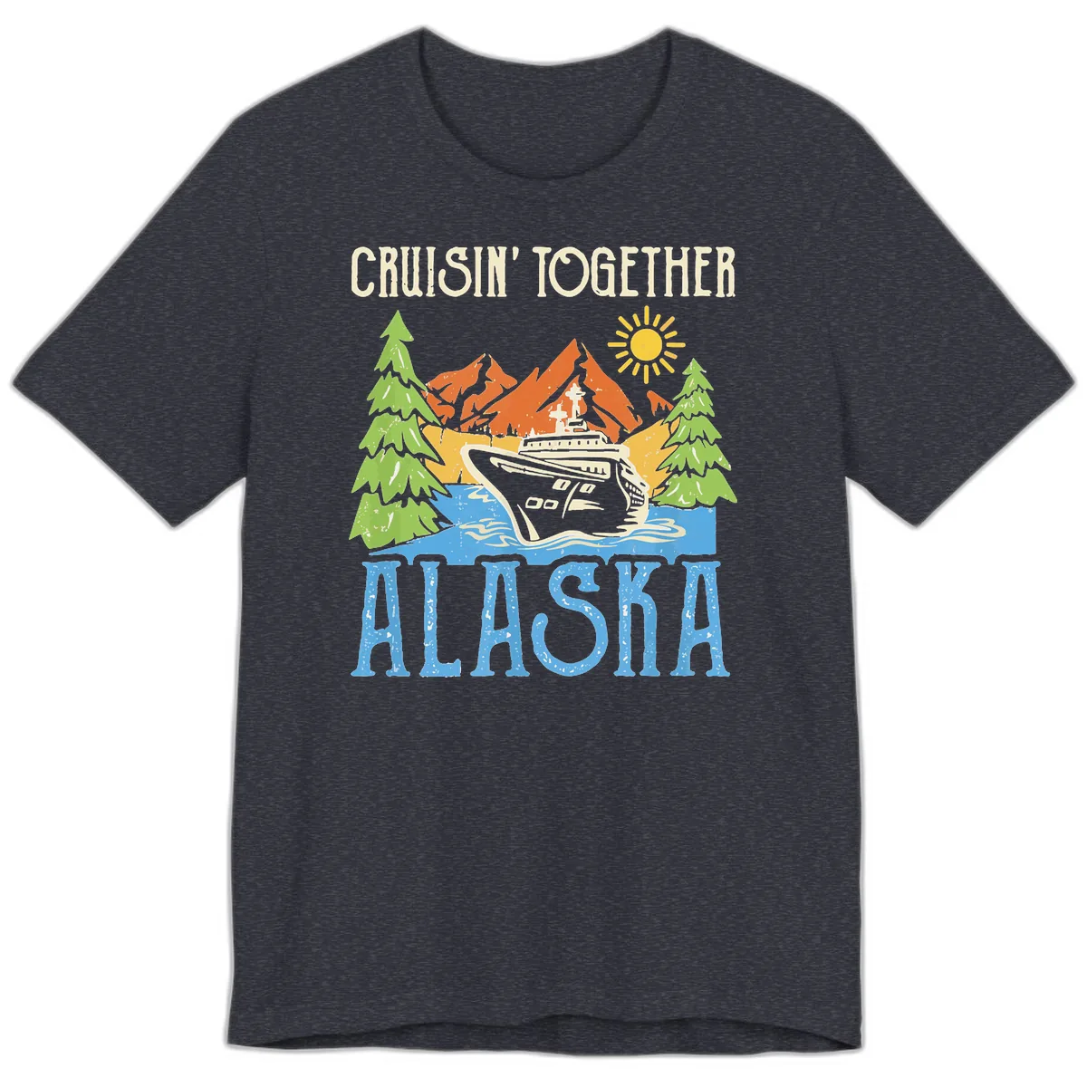 Cruisin' Together Alaska Premium T-Shirt in Heather Navy