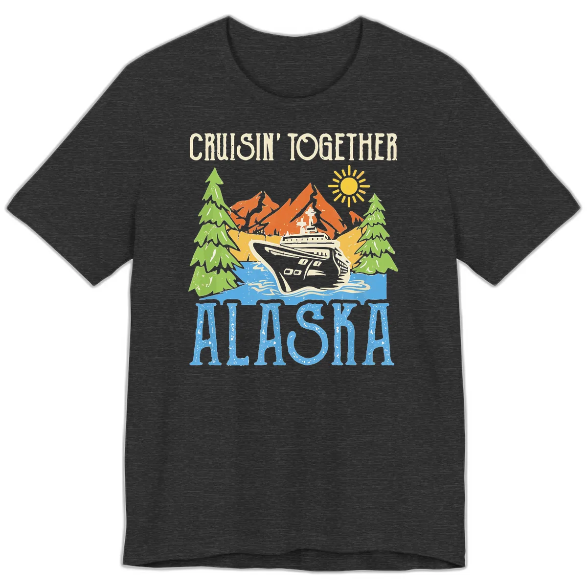 Cruisin' Together Alaska Premium T-Shirt in Dark Grey Heather