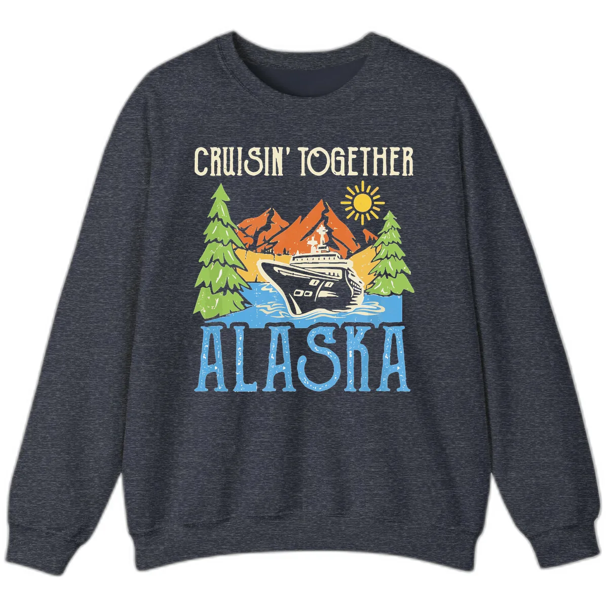 Cruisin' Together Alaska Sweatshirt in Heather Sport Dark Navy