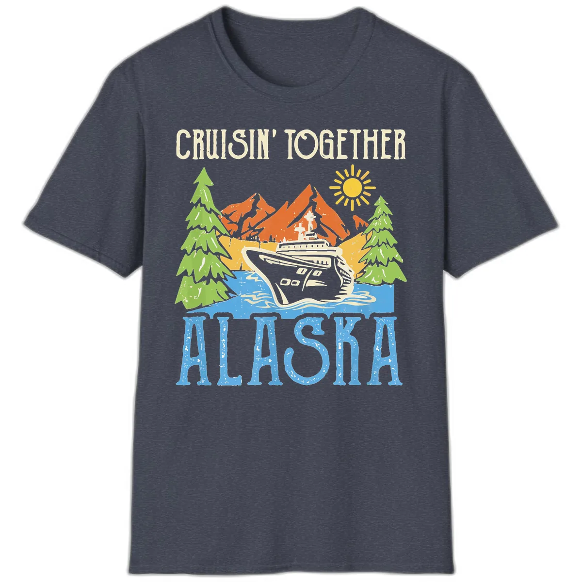 Cruisin' Together Alaska T-Shirt in Heather Navy