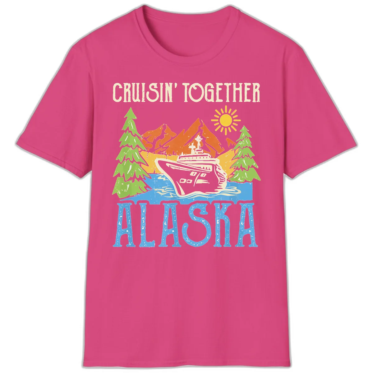 Cruisin' Together Alaska T-Shirt in Heliconia