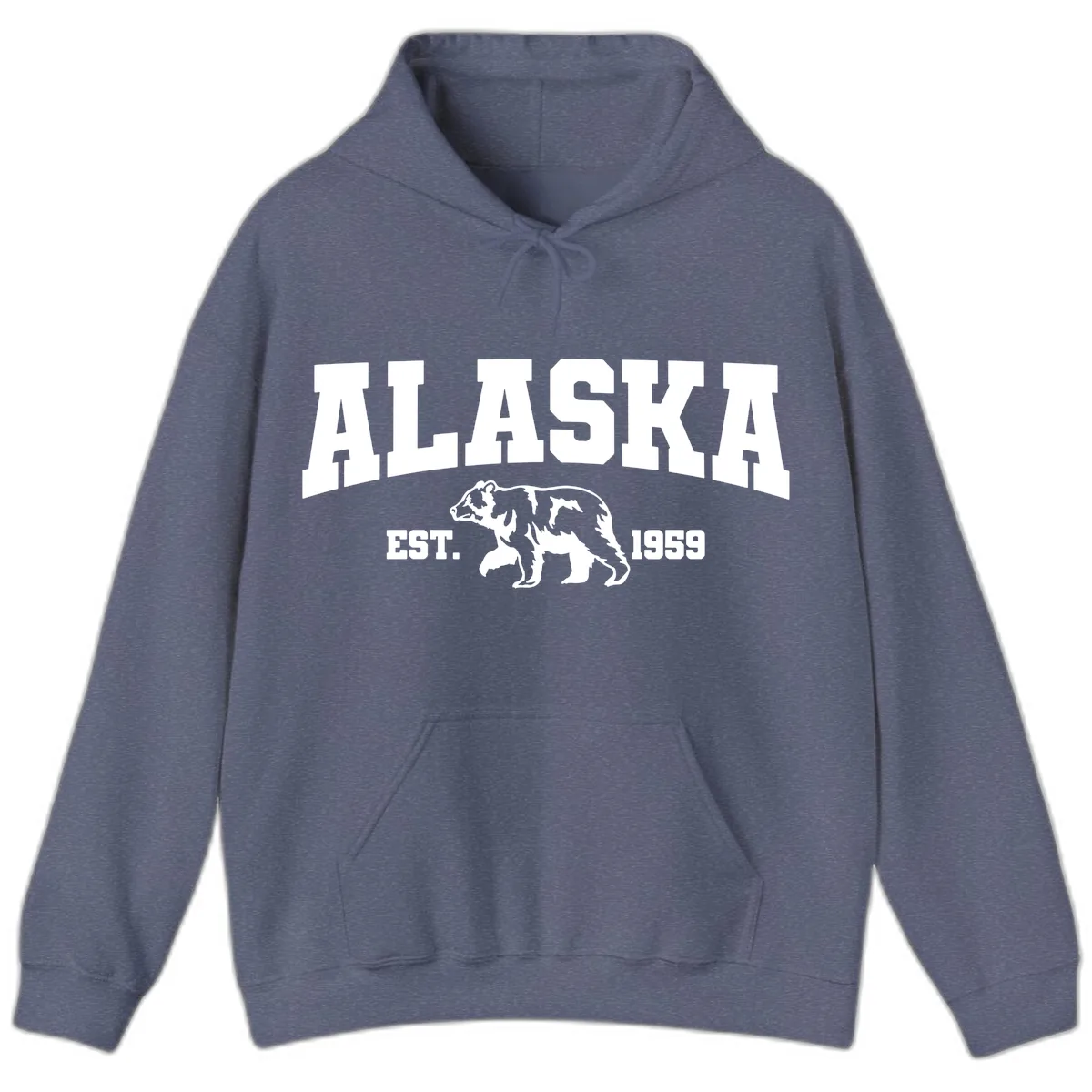Alaska Bear Est. 1959 Hoodie in Heather Navy