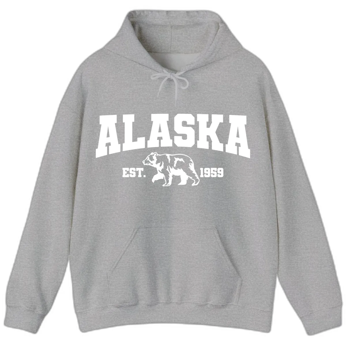 Alaska Bear Est. 1959 Hoodie in Sport Grey