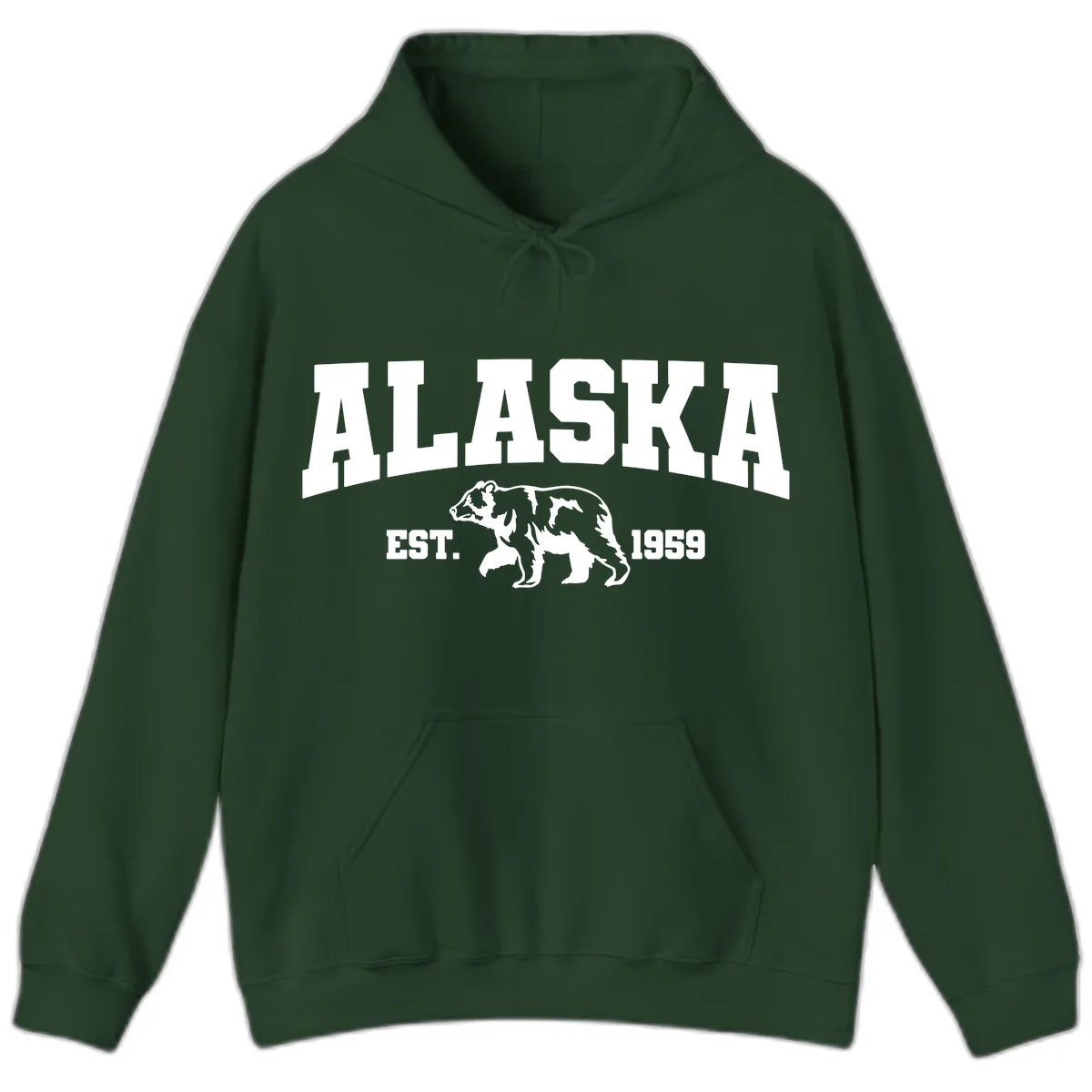 Alaska Bear Est. 1959 Hoodie in Forest Green