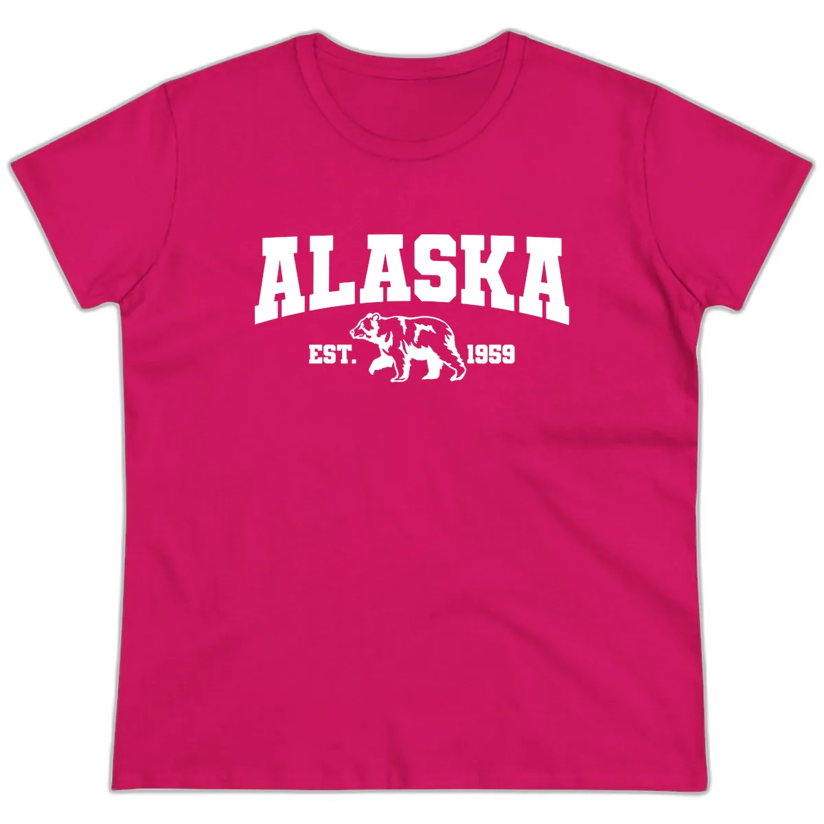 Alaska Bear Est. 1959 Ladies Tee in Heliconia