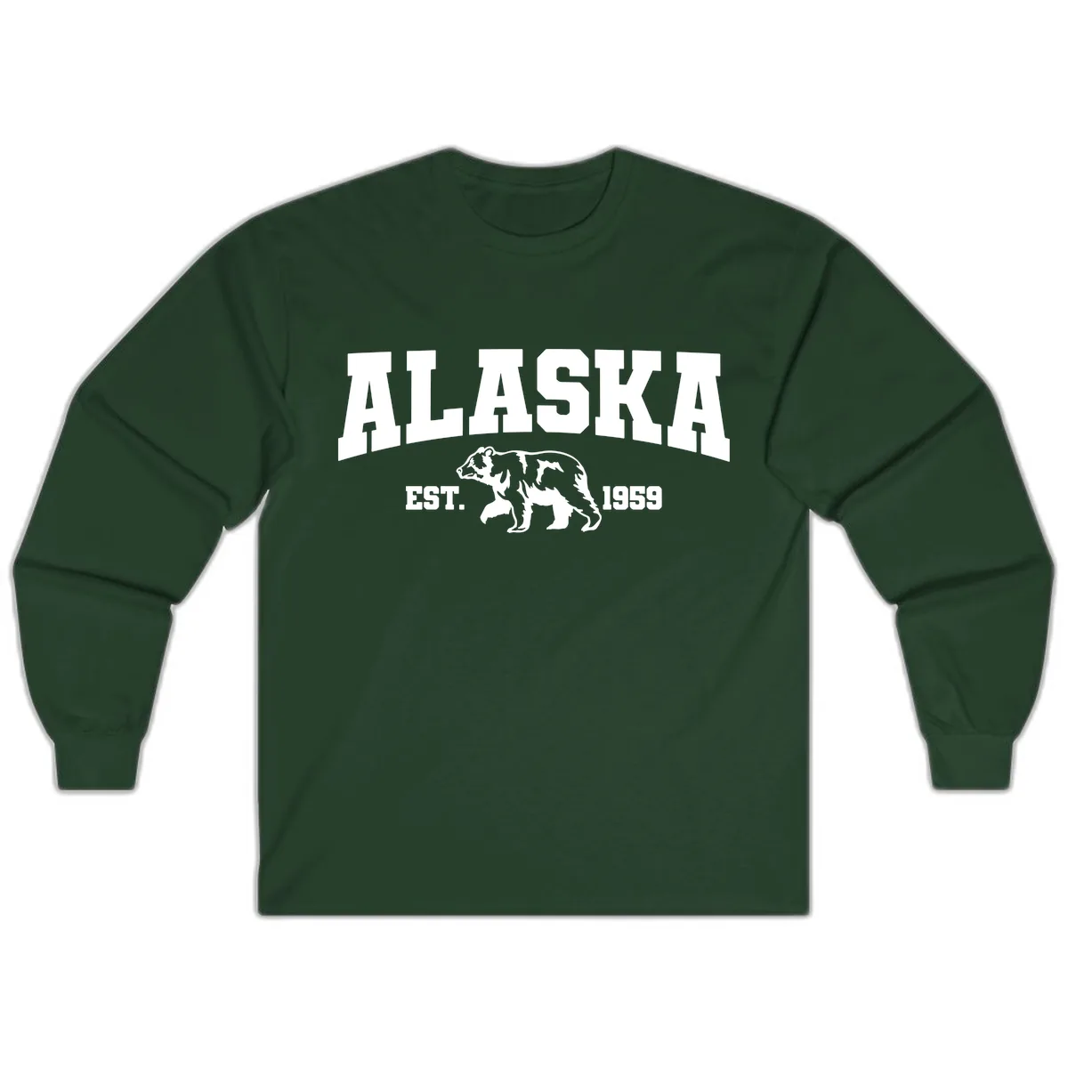 Alaska Bear Est. 1959 Long Sleeve in Forest Green