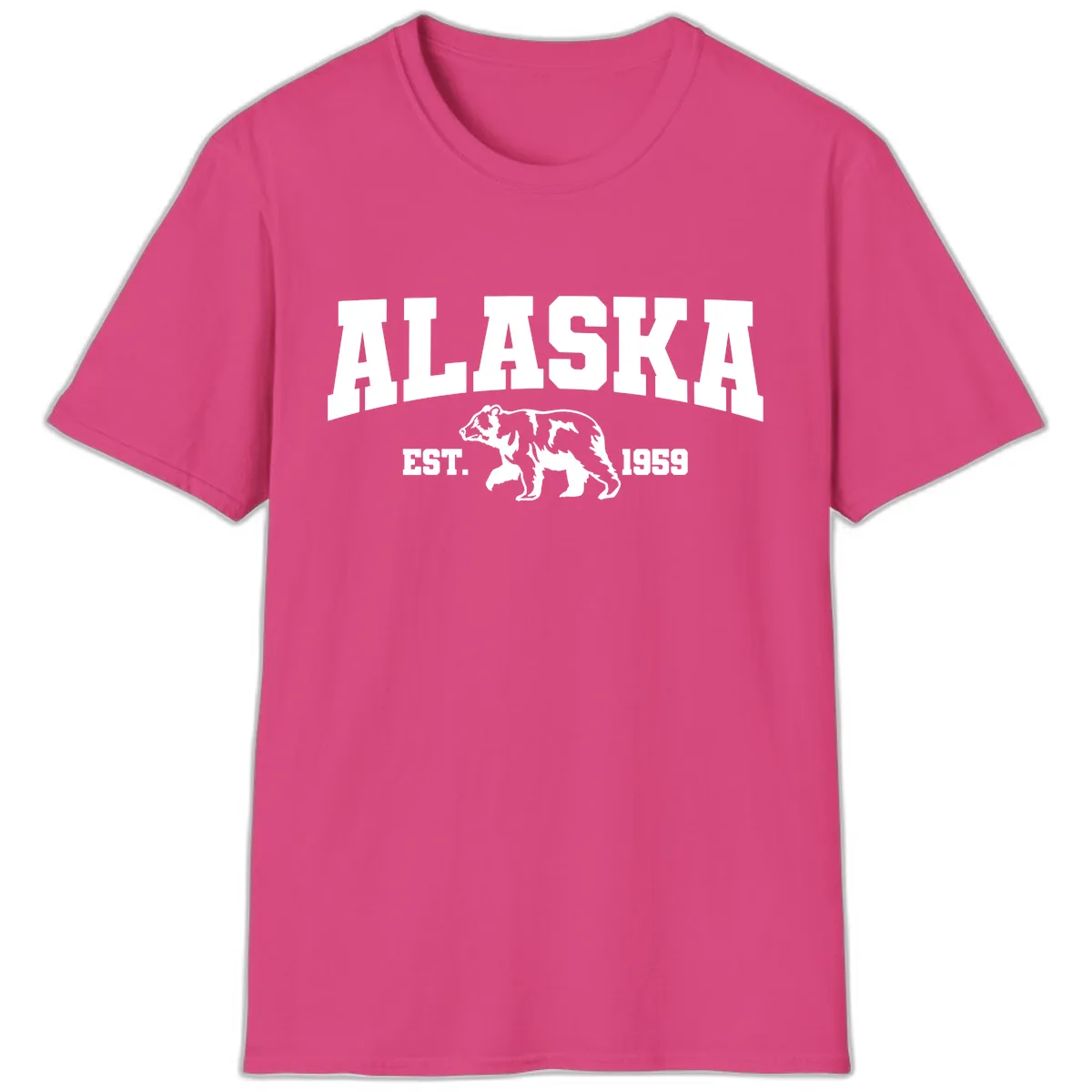 Alaska Bear Est. 1959 T-Shirt in Heliconia