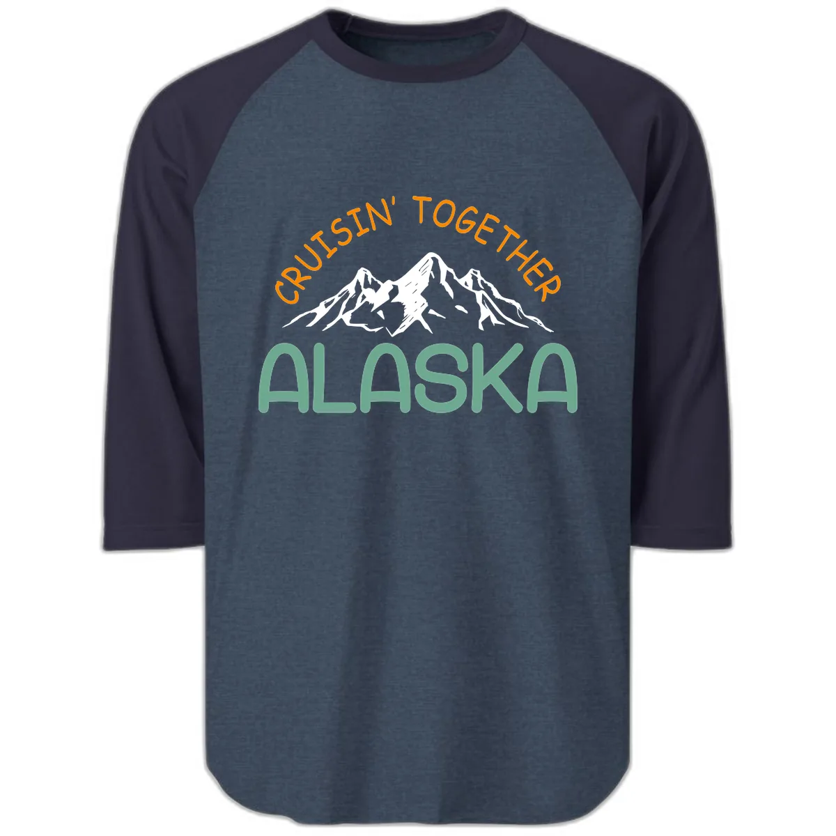Cruisin' Together Alaska Raglan 3/4 in Heather Denim Navy