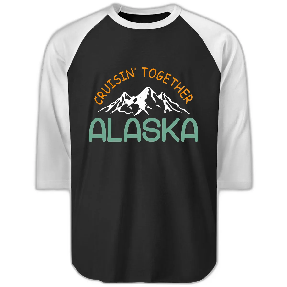 Cruisin' Together Alaska Raglan 3/4 in Black White
