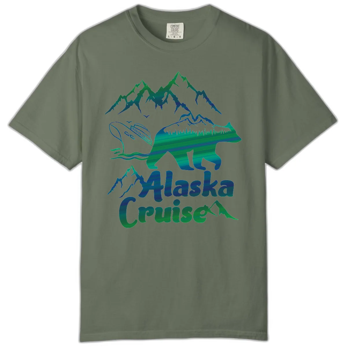 Alaska Cruise Bear Adventure Comfort Color in Moss