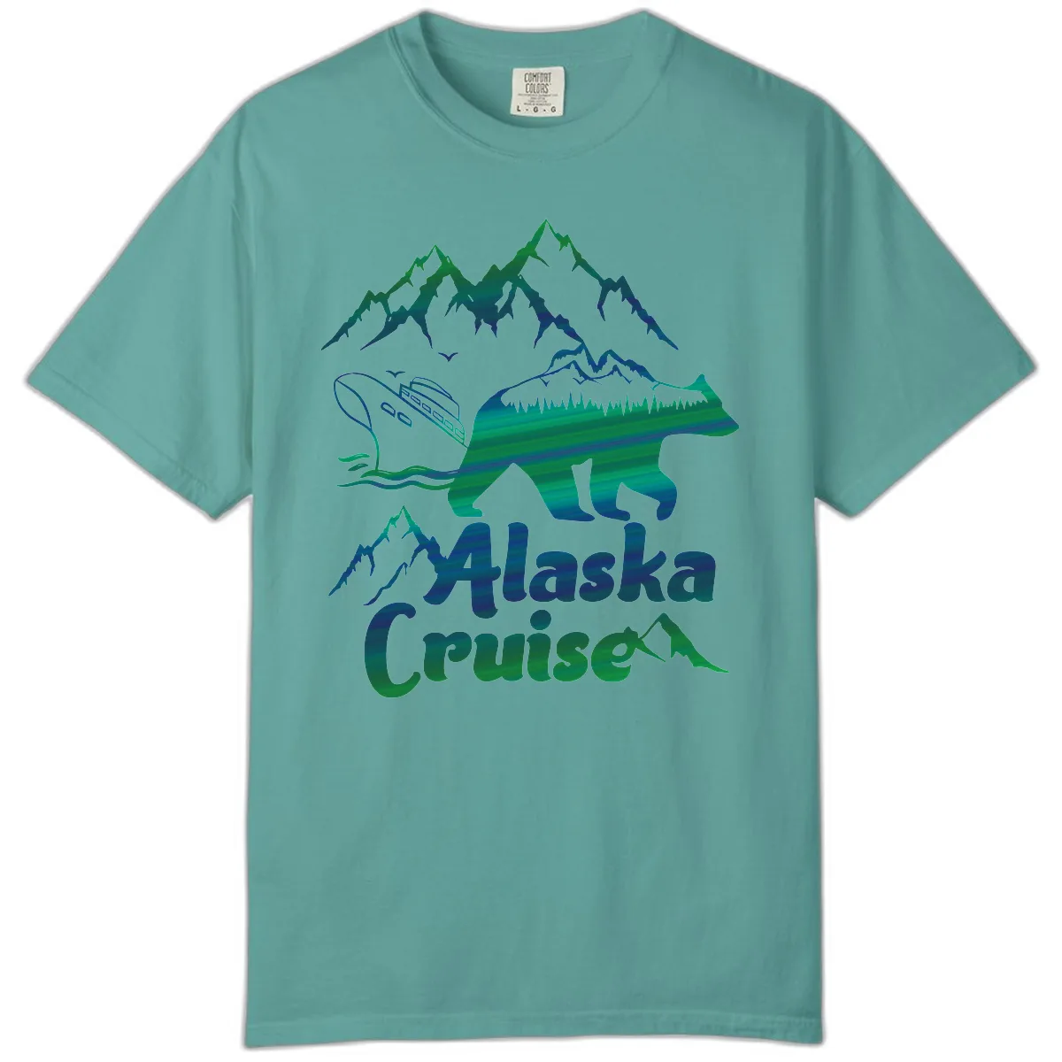 Alaska Cruise Bear Adventure Comfort Color in Seafoam