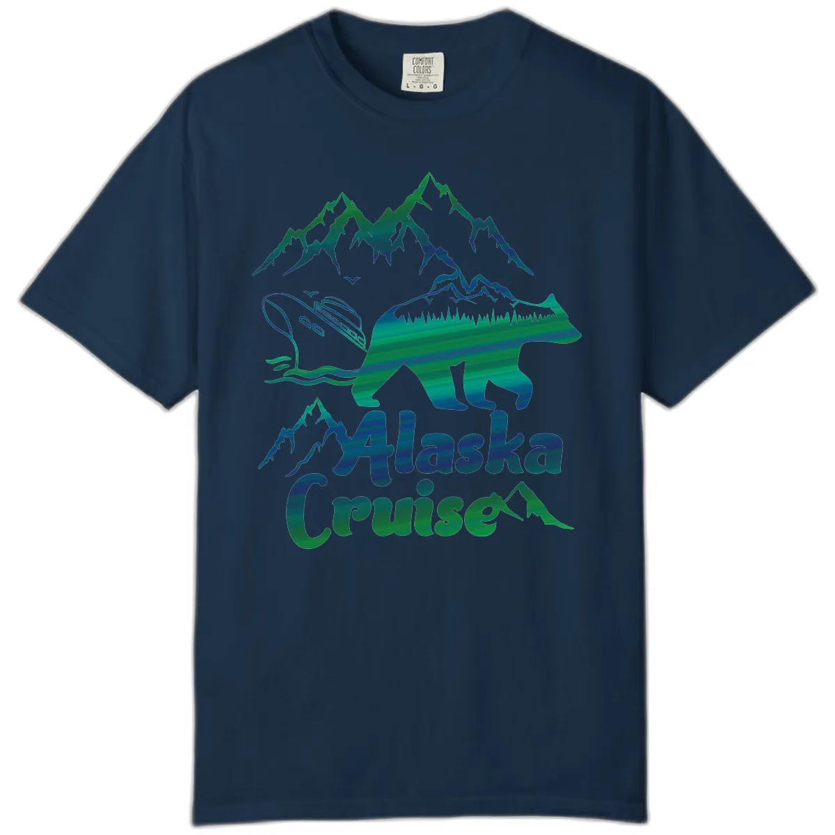 Alaska Cruise Bear Adventure Comfort Color in True Navy