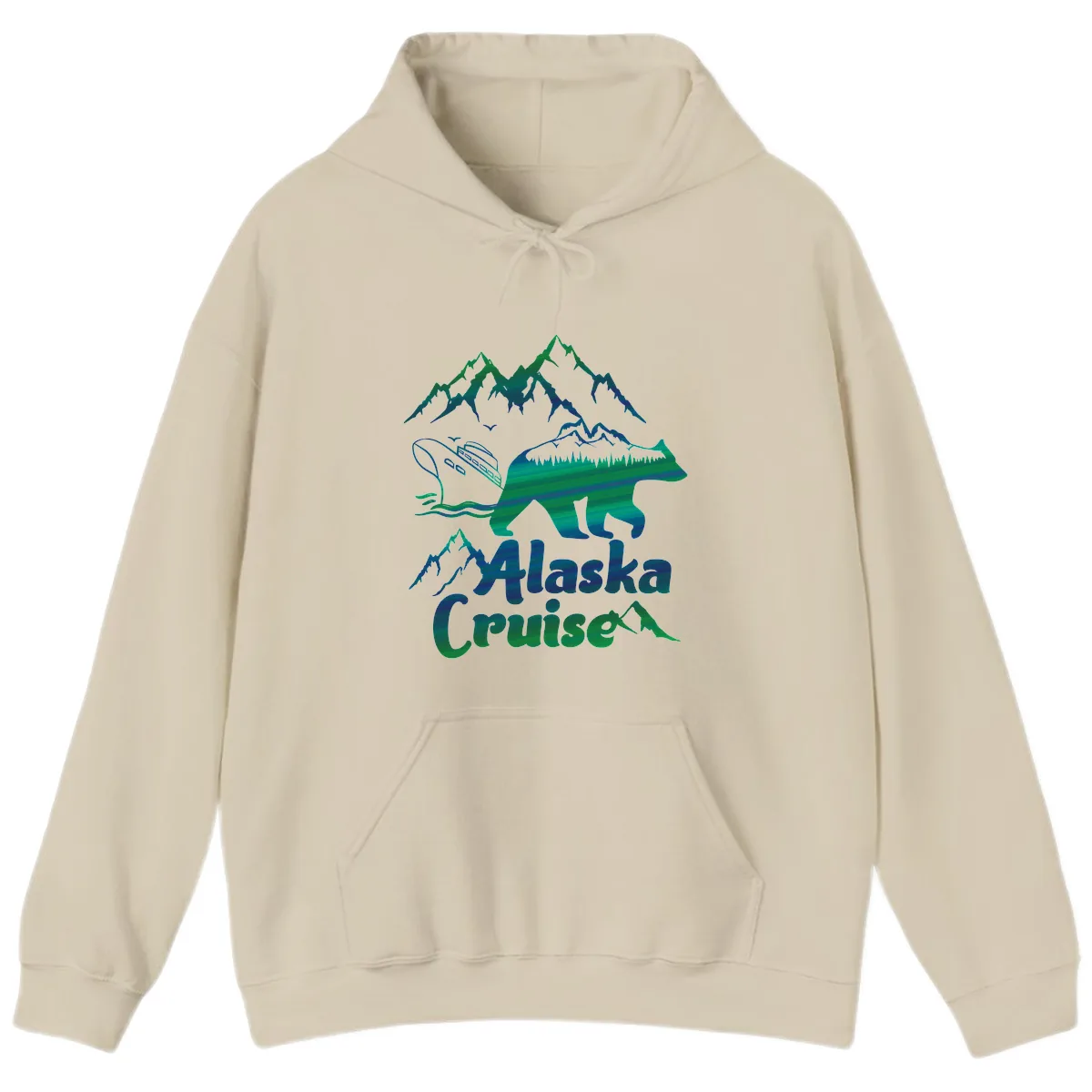 Alaska Cruise Bear Adventure Hoodie in Sand