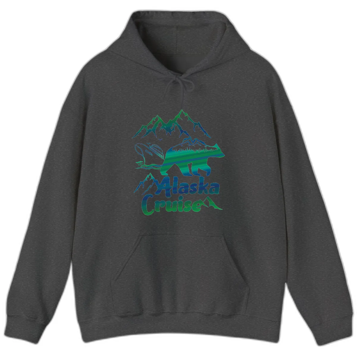 Alaska Cruise Bear Adventure Hoodie in Dark Heather