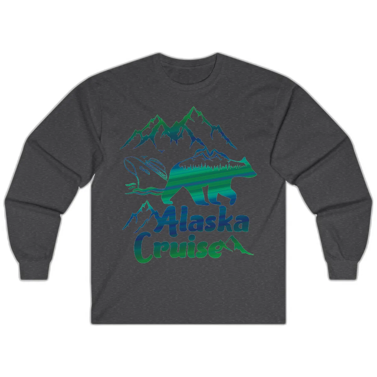 Alaska Cruise Bear Adventure Long Sleeve in Dark Heather