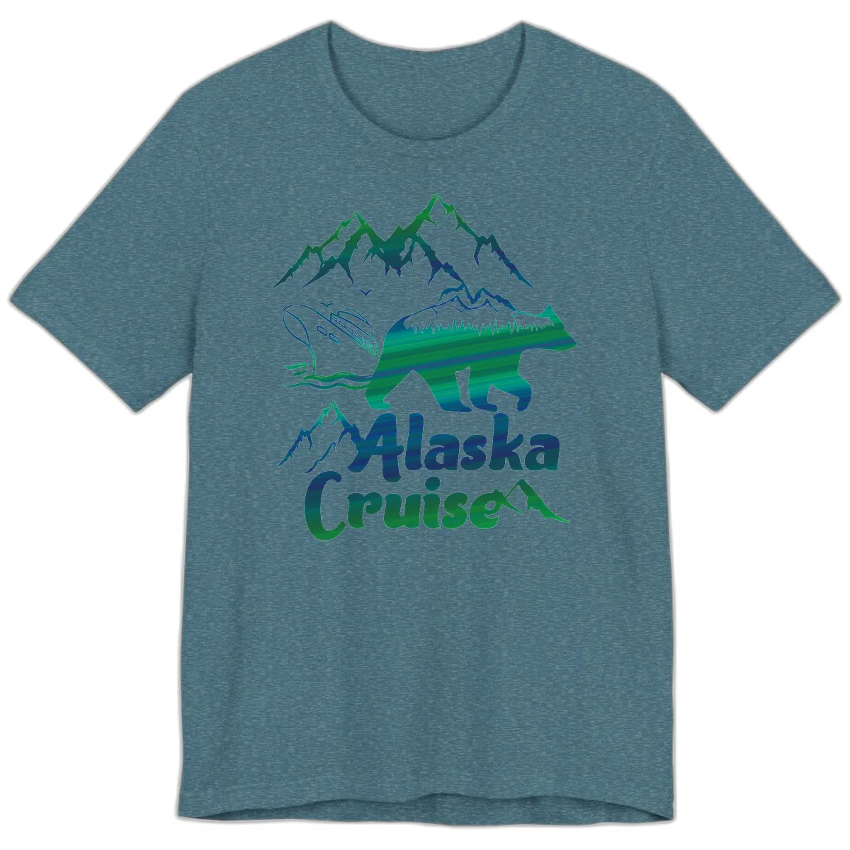 Alaska Cruise Bear Adventure Premium T-Shirt in Heather Deep Teal