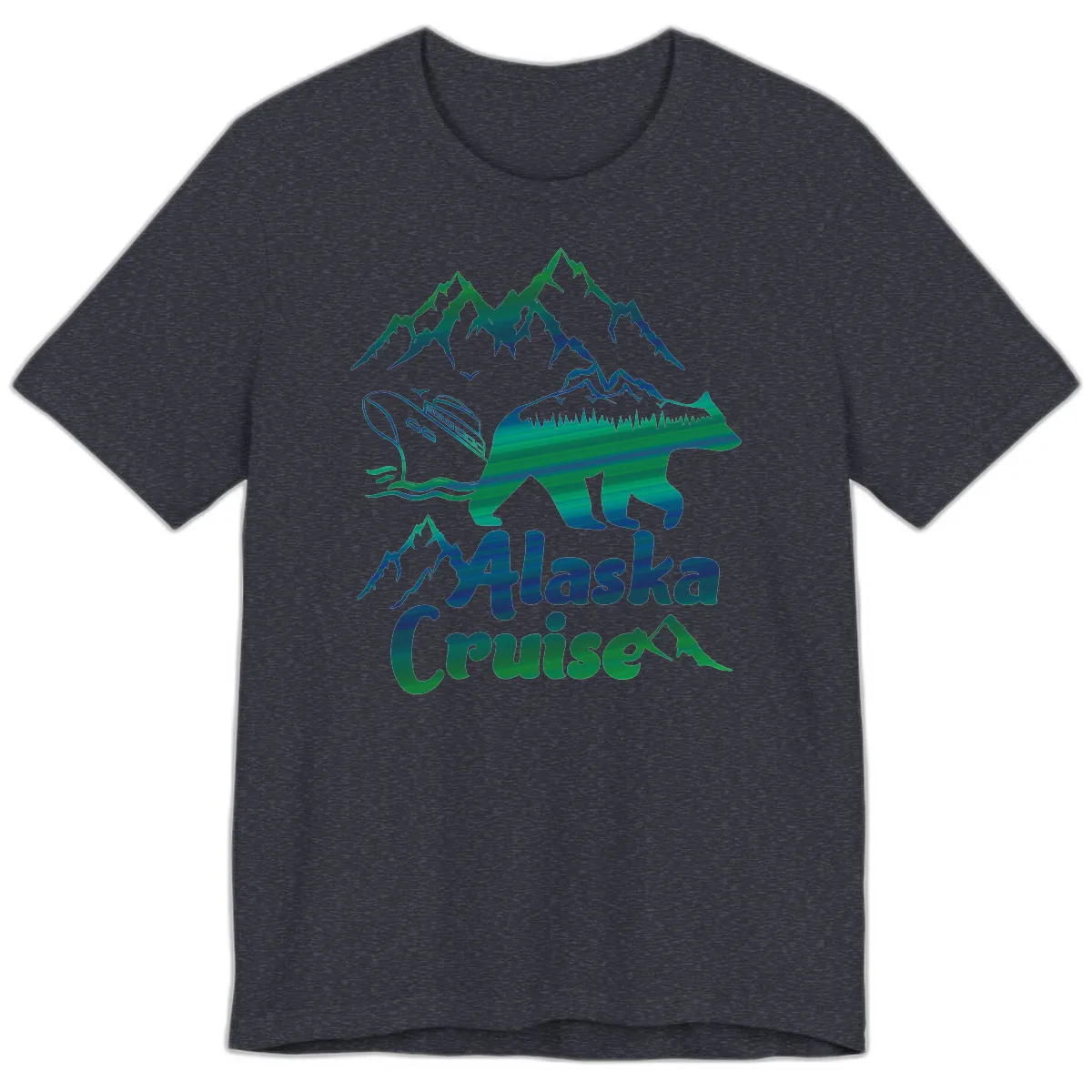 Alaska Cruise Bear Adventure Premium T-Shirt in Heather Navy