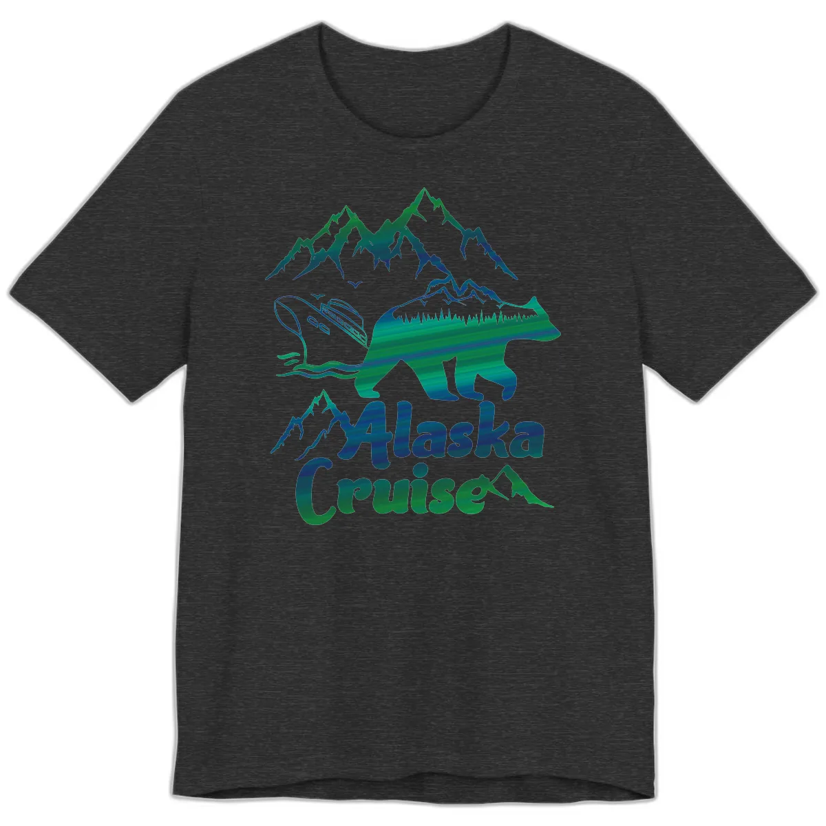 Alaska Cruise Bear Adventure Premium T-Shirt in Dark Grey Heather