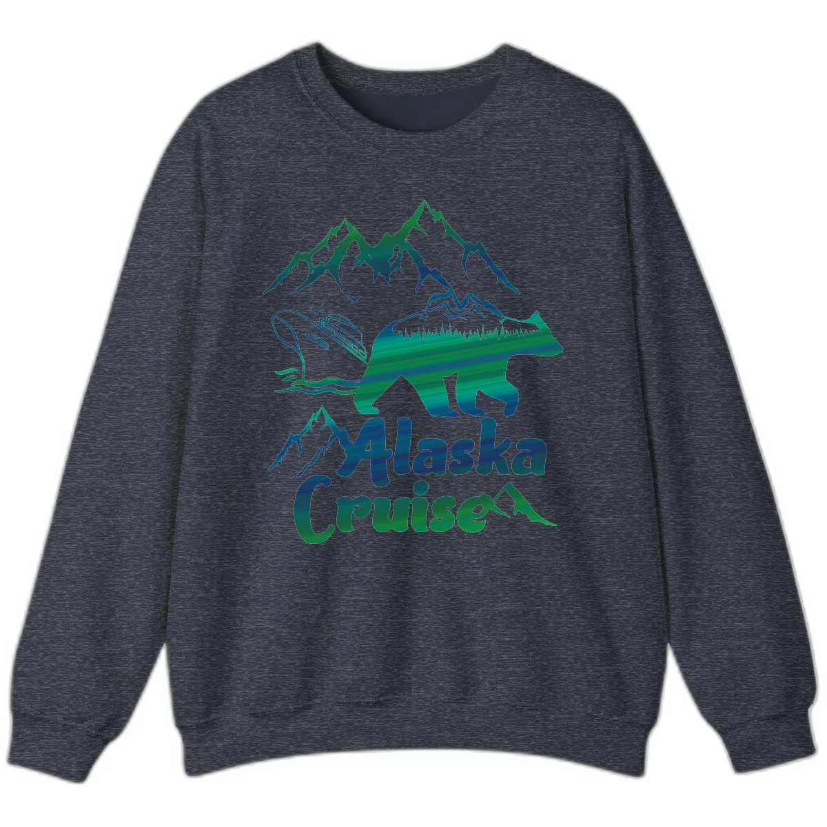 Alaska Cruise Bear Adventure Sweatshirt in Heather Sport Dark Navy