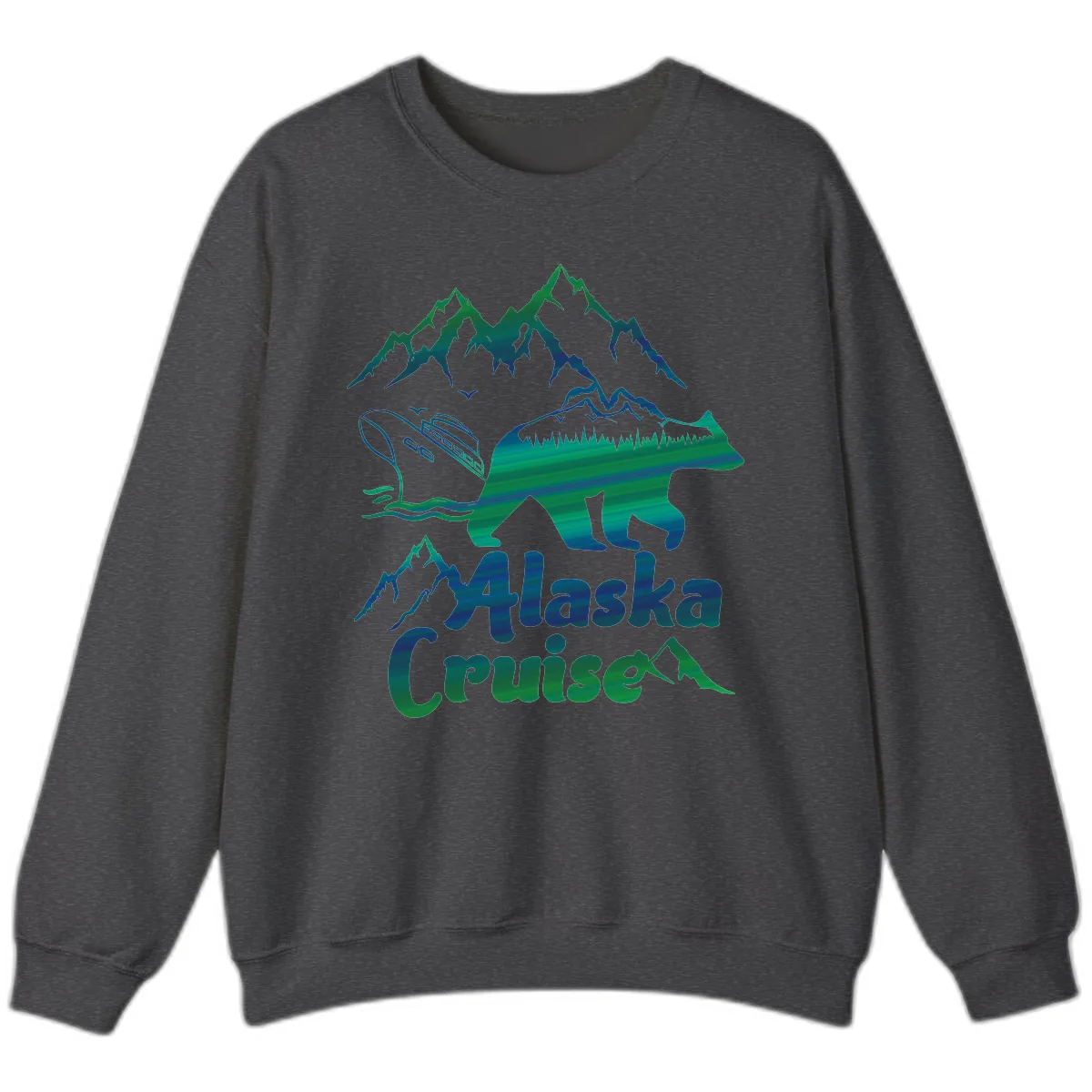 Alaska Cruise Bear Adventure Sweatshirt in Dark Heather