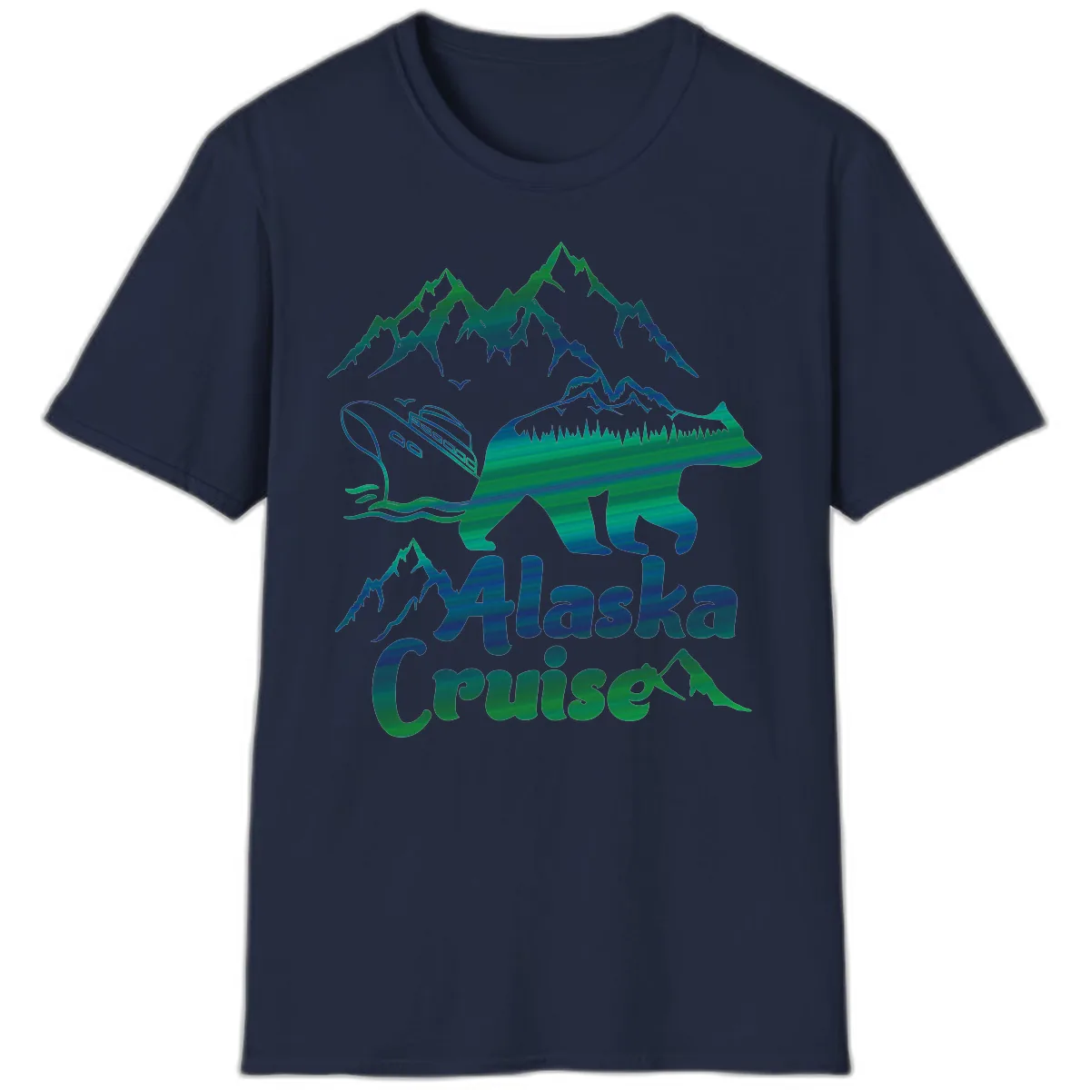 Alaska Cruise Bear Adventure T-Shirt in Navy