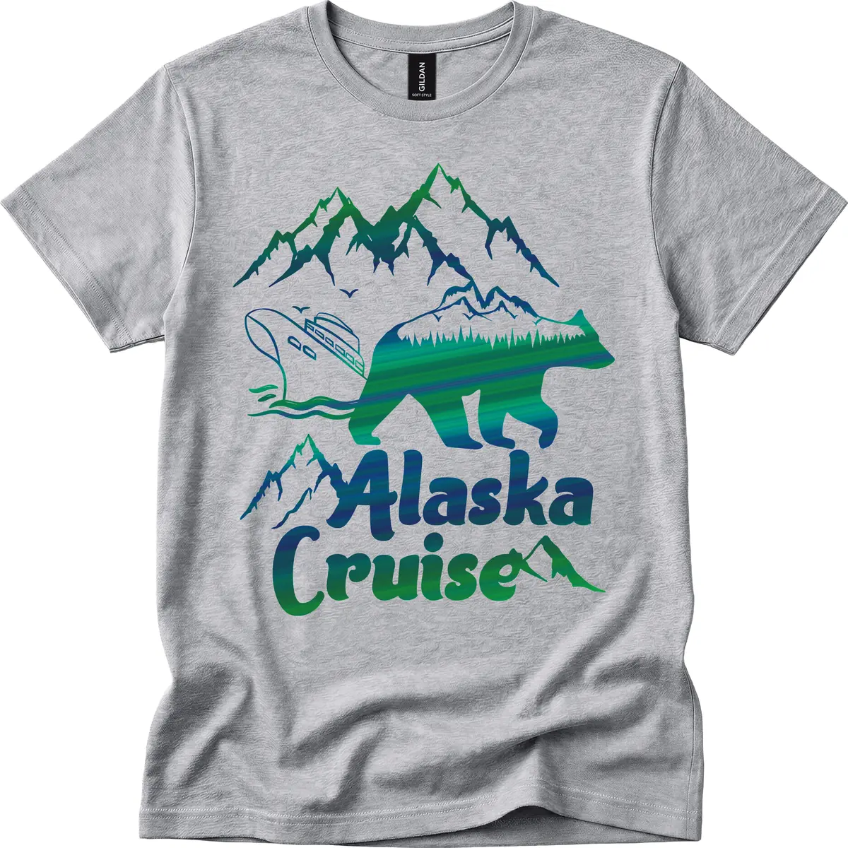 Alaska Cruise Bear Adventure T-Shirt in Sport Grey