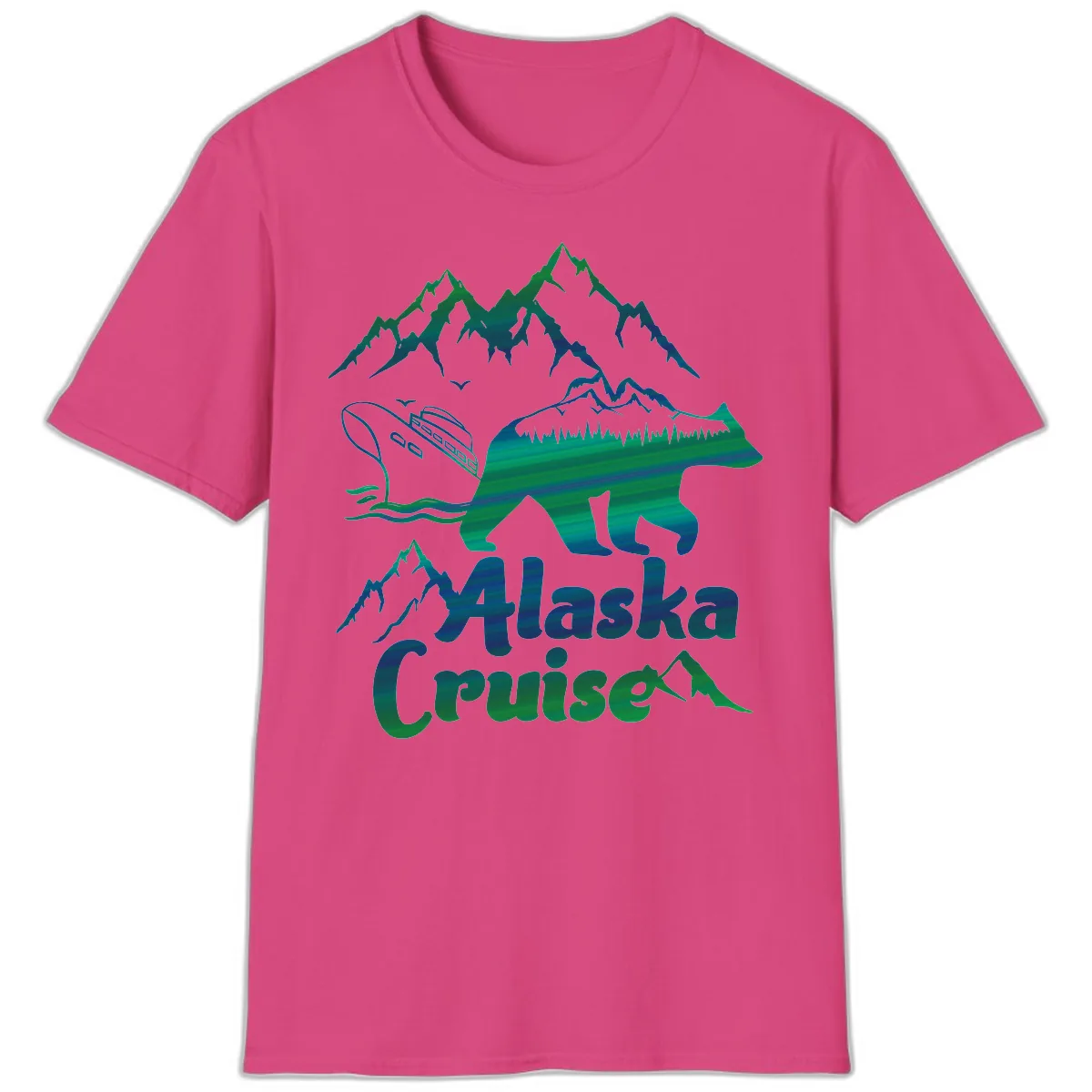 Alaska Cruise Bear Adventure T-Shirt in Heliconia